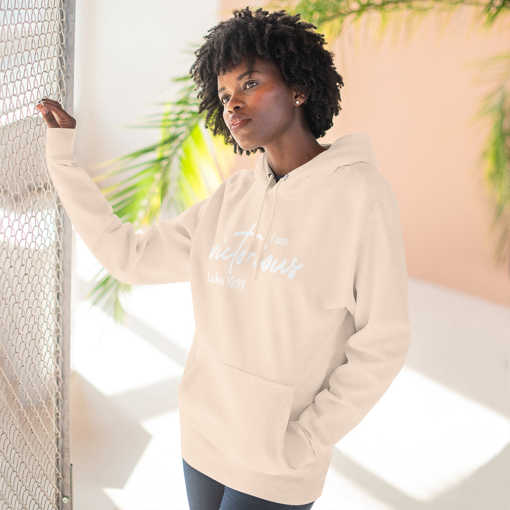 I Am Victorious Hoodie — Luke 10:19 Christian Scripture Fleece Pullover