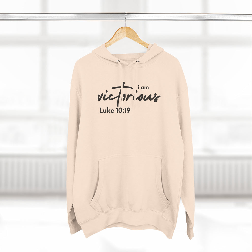 I Am Victorious Hoodie — Luke 10:19 Christian Scripture Fleece Pullover