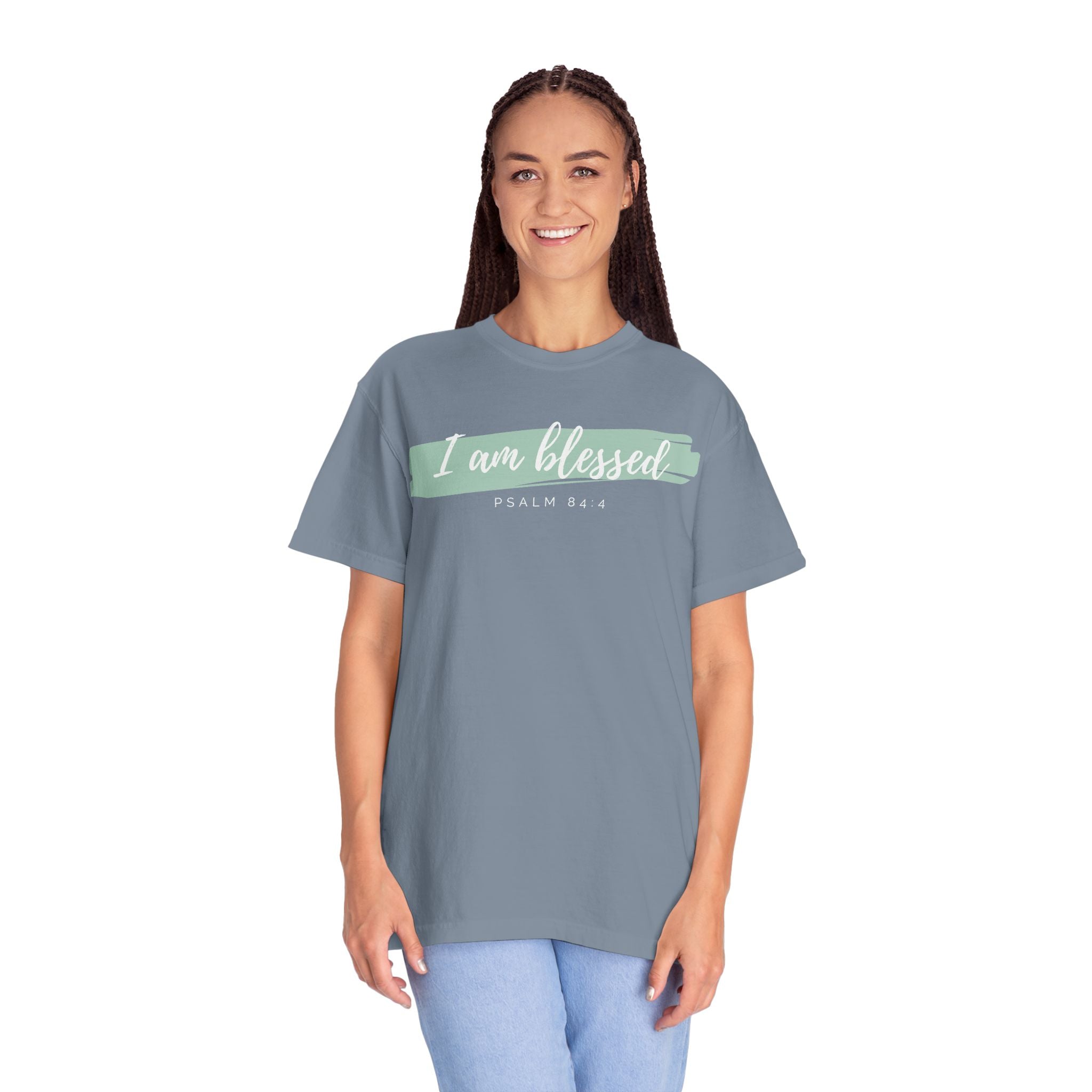 I Am Blessed Christian T-Shirt — Psalm 84:4 Scripture Tee | Garment-Dyed Faith Shirt