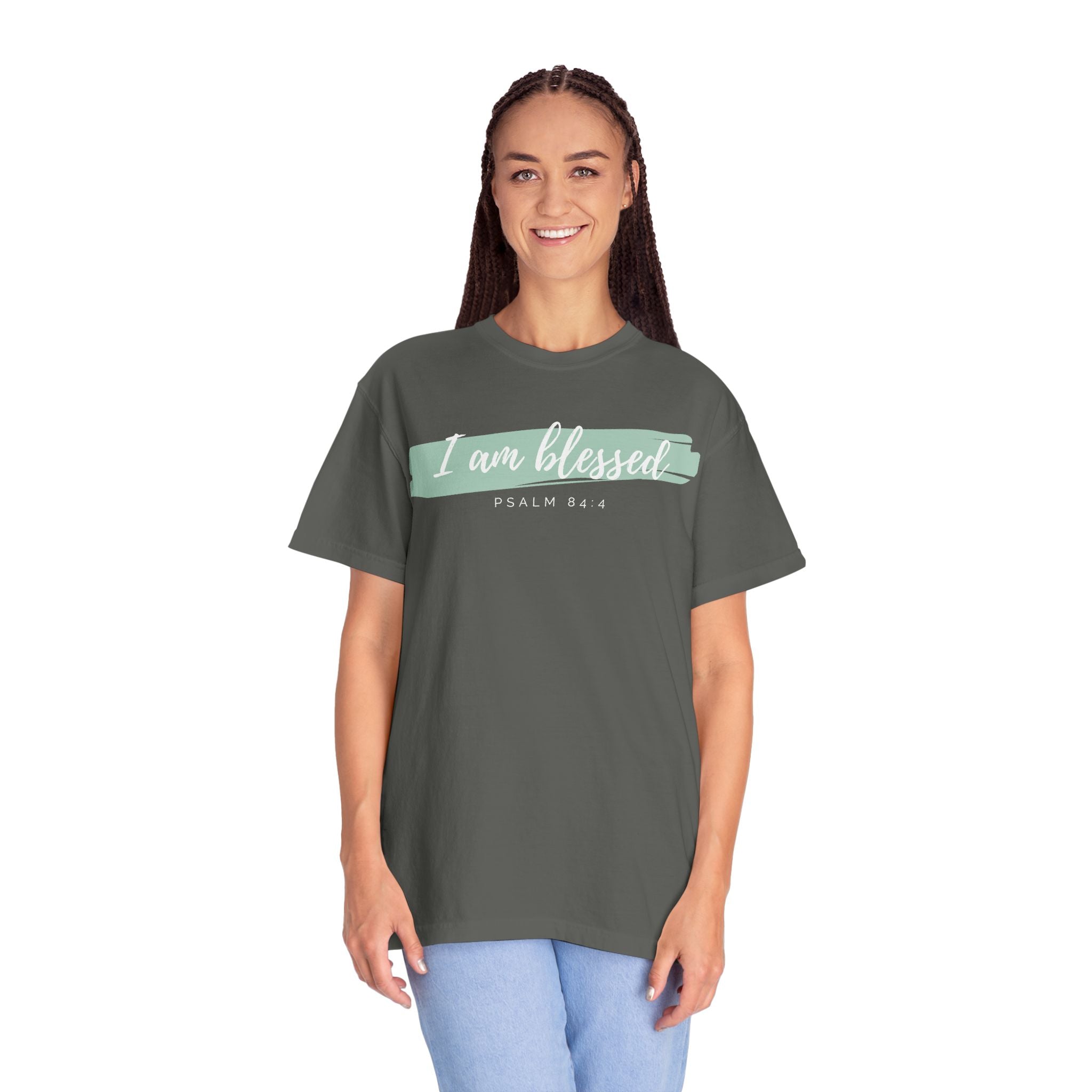I Am Blessed Christian T-Shirt — Psalm 84:4 Scripture Tee | Garment-Dyed Faith Shirt