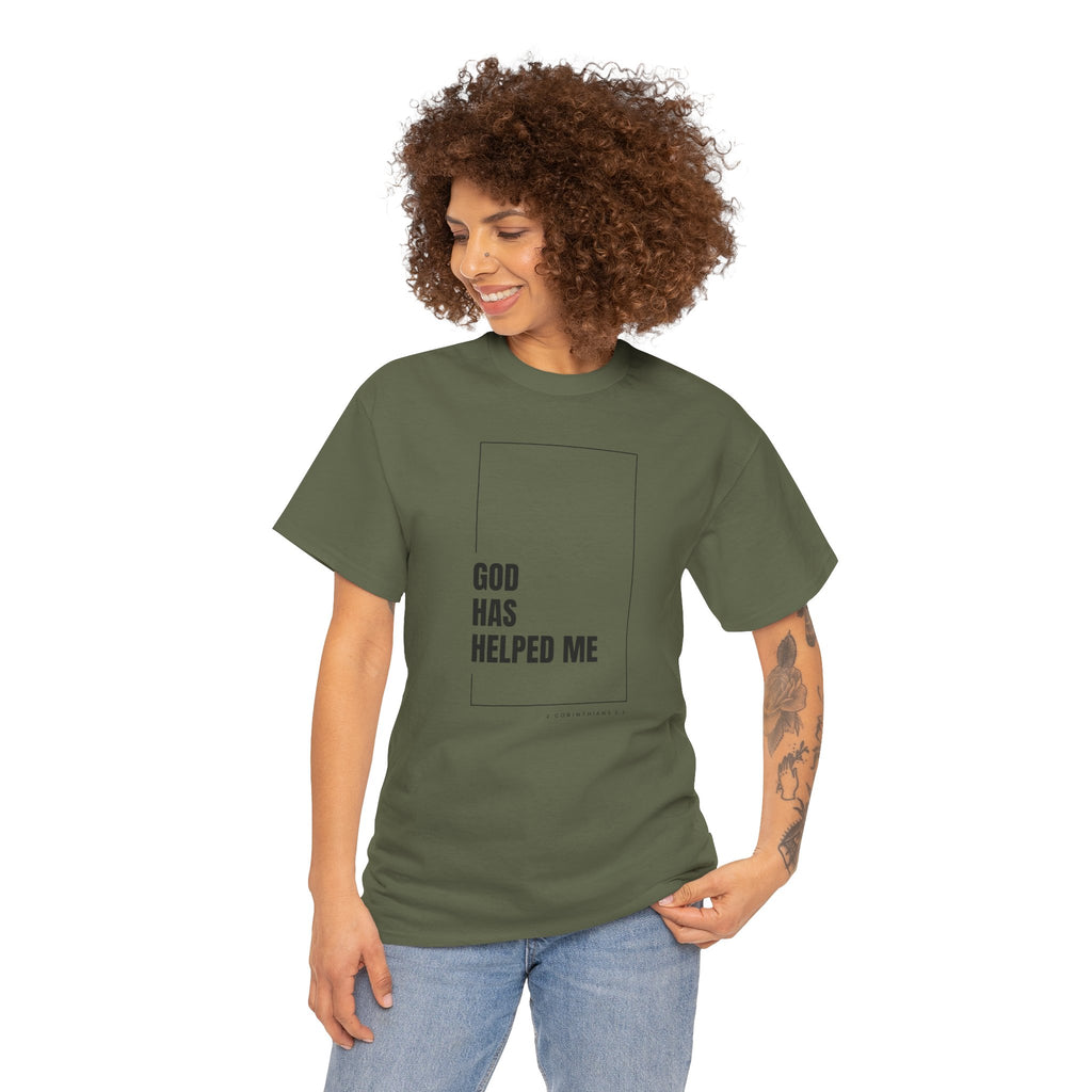 God Has Helped Me Christian T-Shirt – 2 Corinthians 6:2 Faith Tee | Unisex Heavy Cotton Shirt