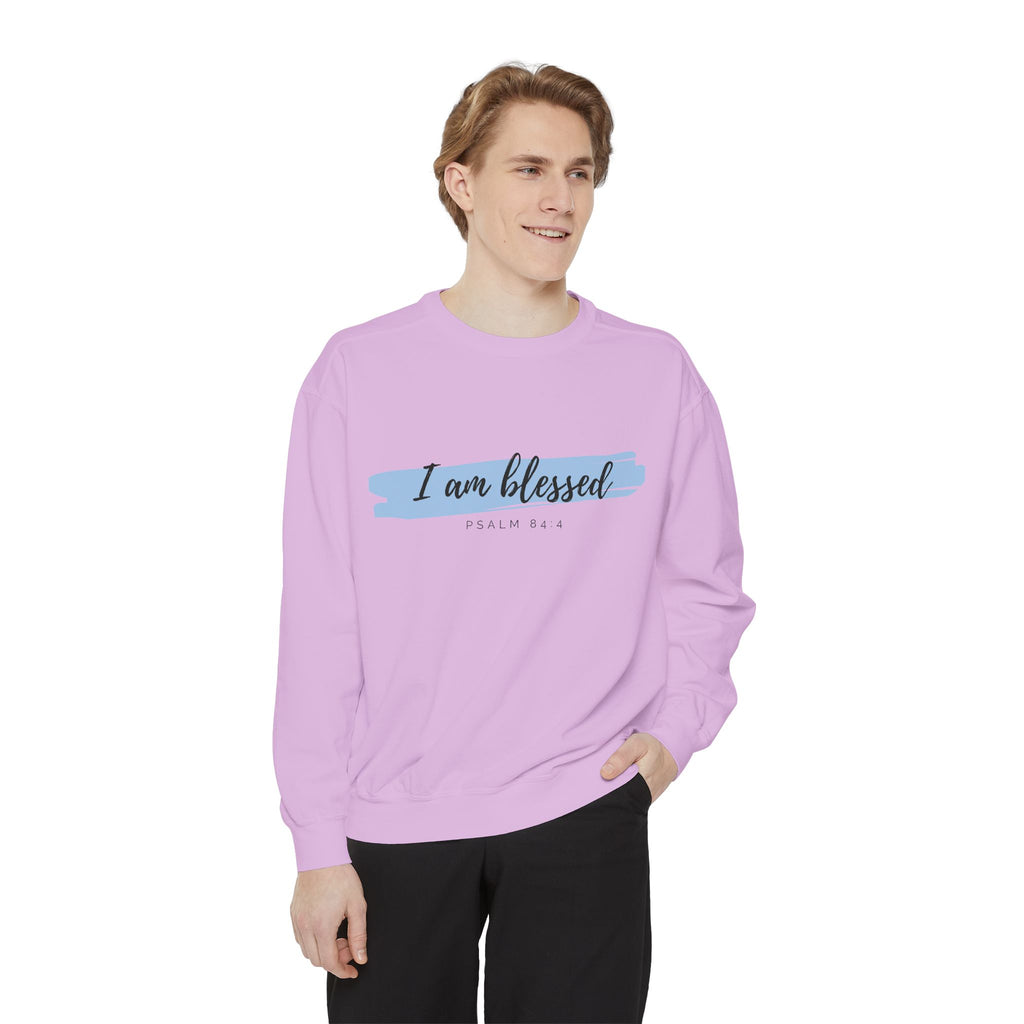 I Am Blessed Sweatshirt – Psalm 84:4 Christian Inspirational Crewneck (Garment-Dyed)