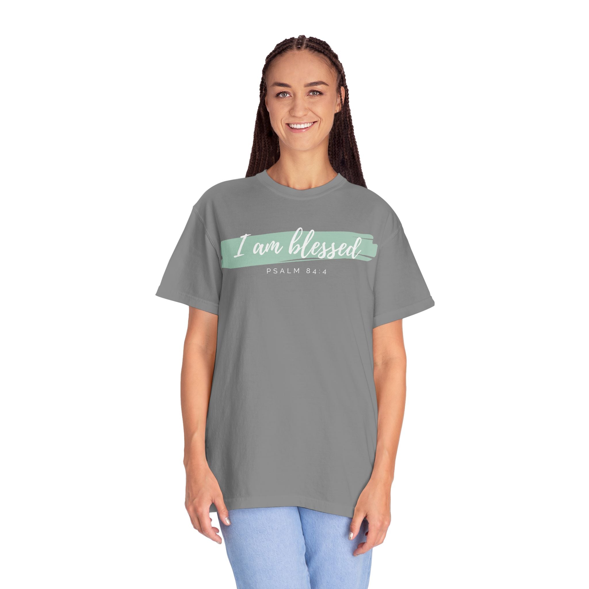 I Am Blessed Christian T-Shirt — Psalm 84:4 Scripture Tee | Garment-Dyed Faith Shirt