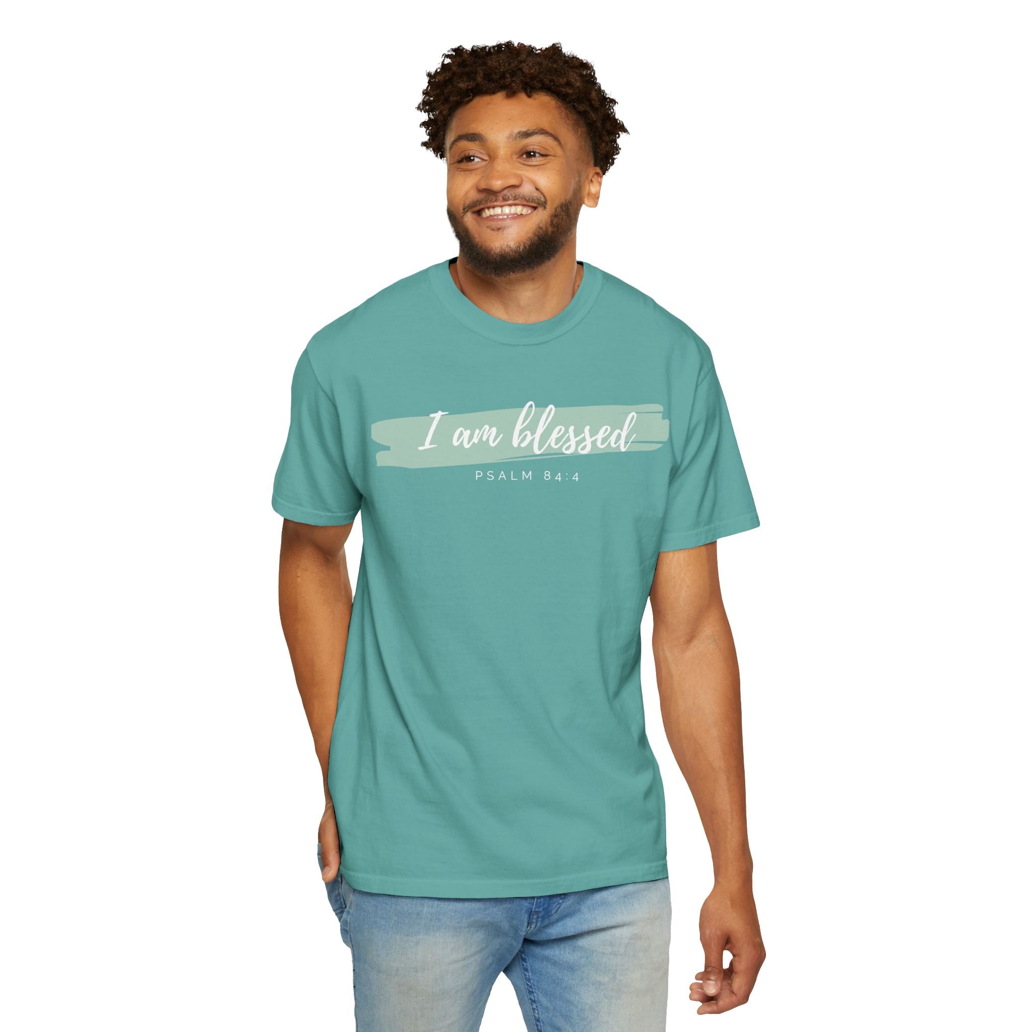 I Am Blessed Christian T-Shirt — Psalm 84:4 Scripture Tee | Garment-Dyed Faith Shirt