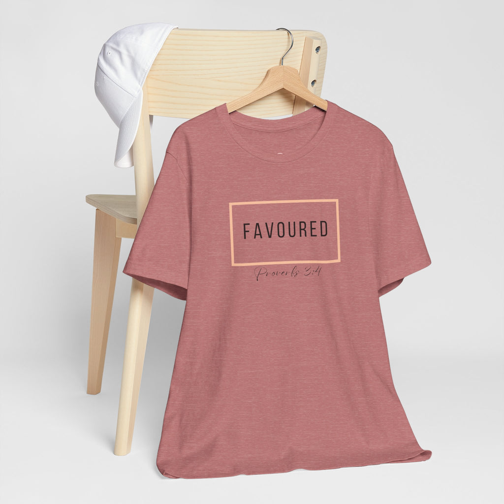 Favoured Christian T-Shirt – Proverbs 3:4 Scripture Tee | Faith-Based Unisex Shirt