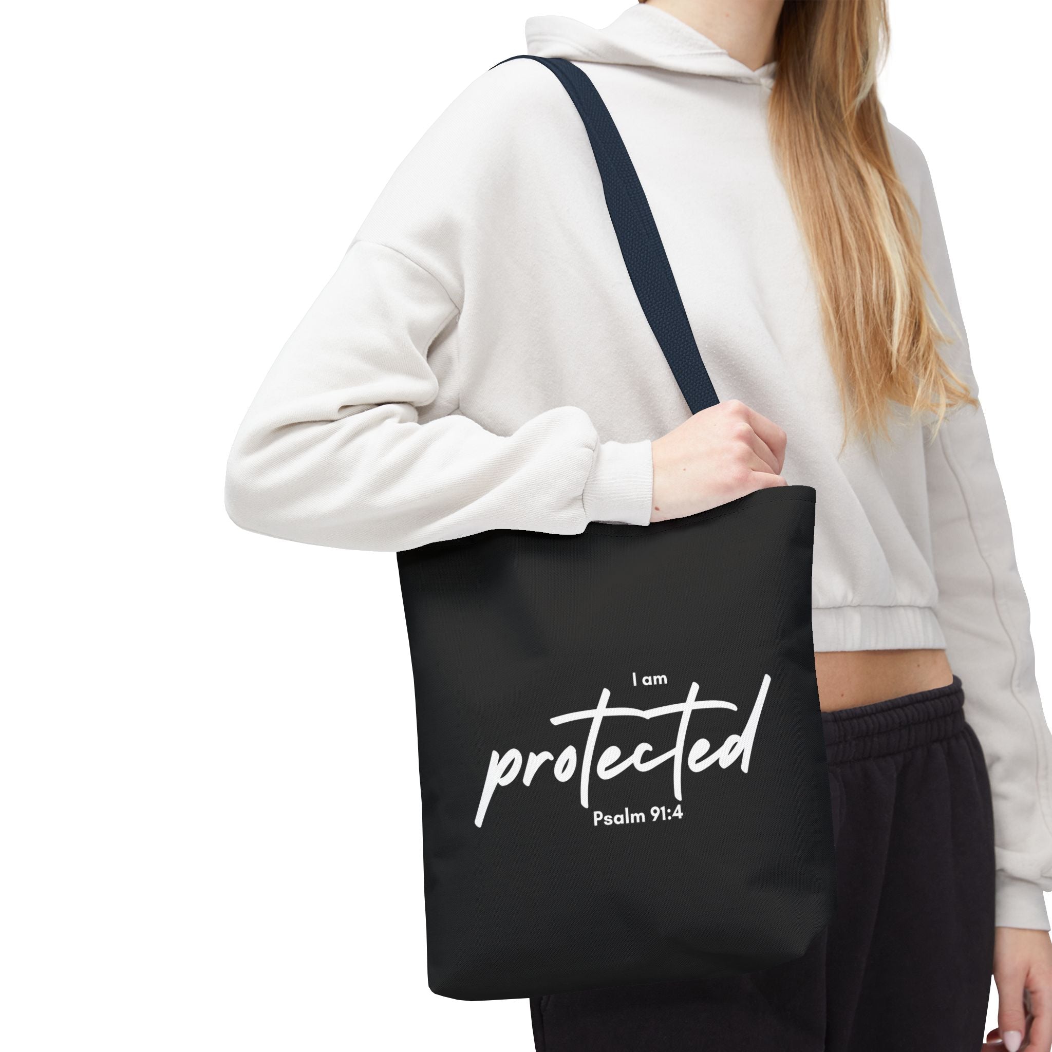 I Am Protected Tote Bag — Psalm 91:4 Christian Scripture Canvas Tote | Faith-Based Carryall