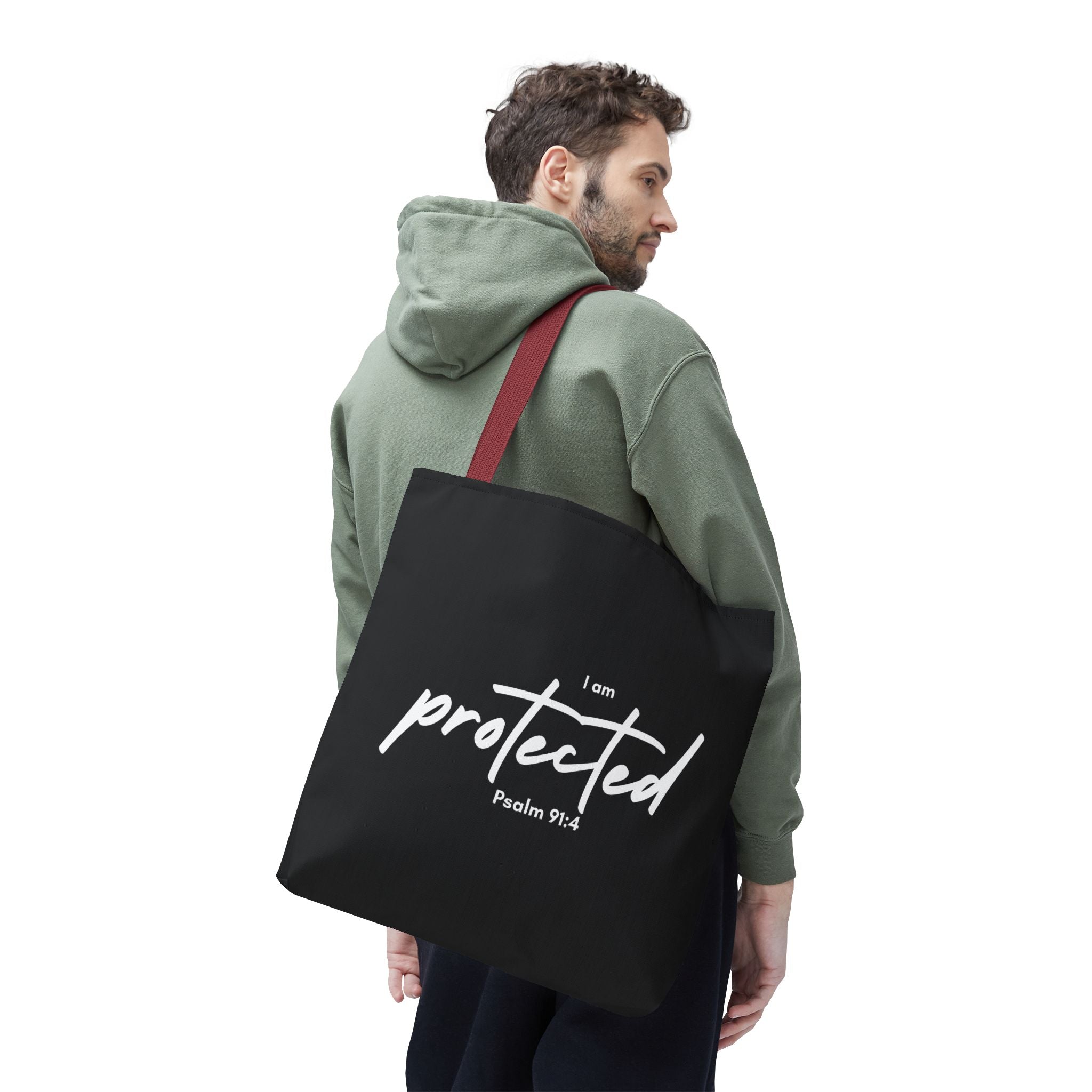I Am Protected Tote Bag — Psalm 91:4 Christian Scripture Canvas Tote | Faith-Based Carryall