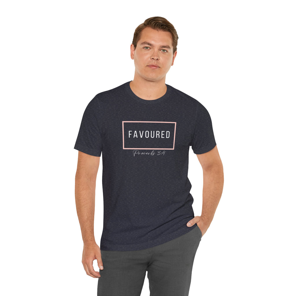 Favoured Christian T-Shirt – Proverbs 3:4 Scripture Tee | Faith-Based Unisex Shirt