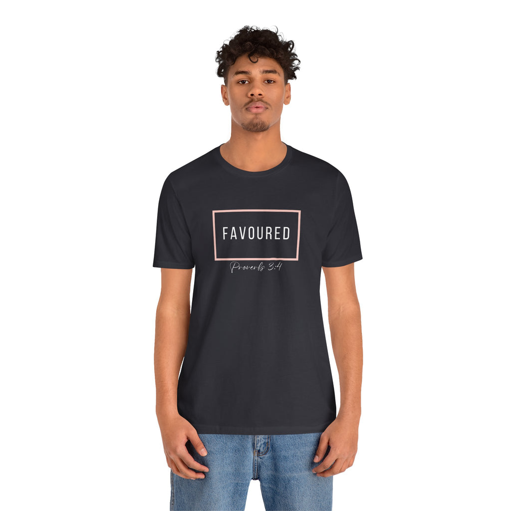 Favoured Christian T-Shirt – Proverbs 3:4 Scripture Tee | Faith-Based Unisex Shirt
