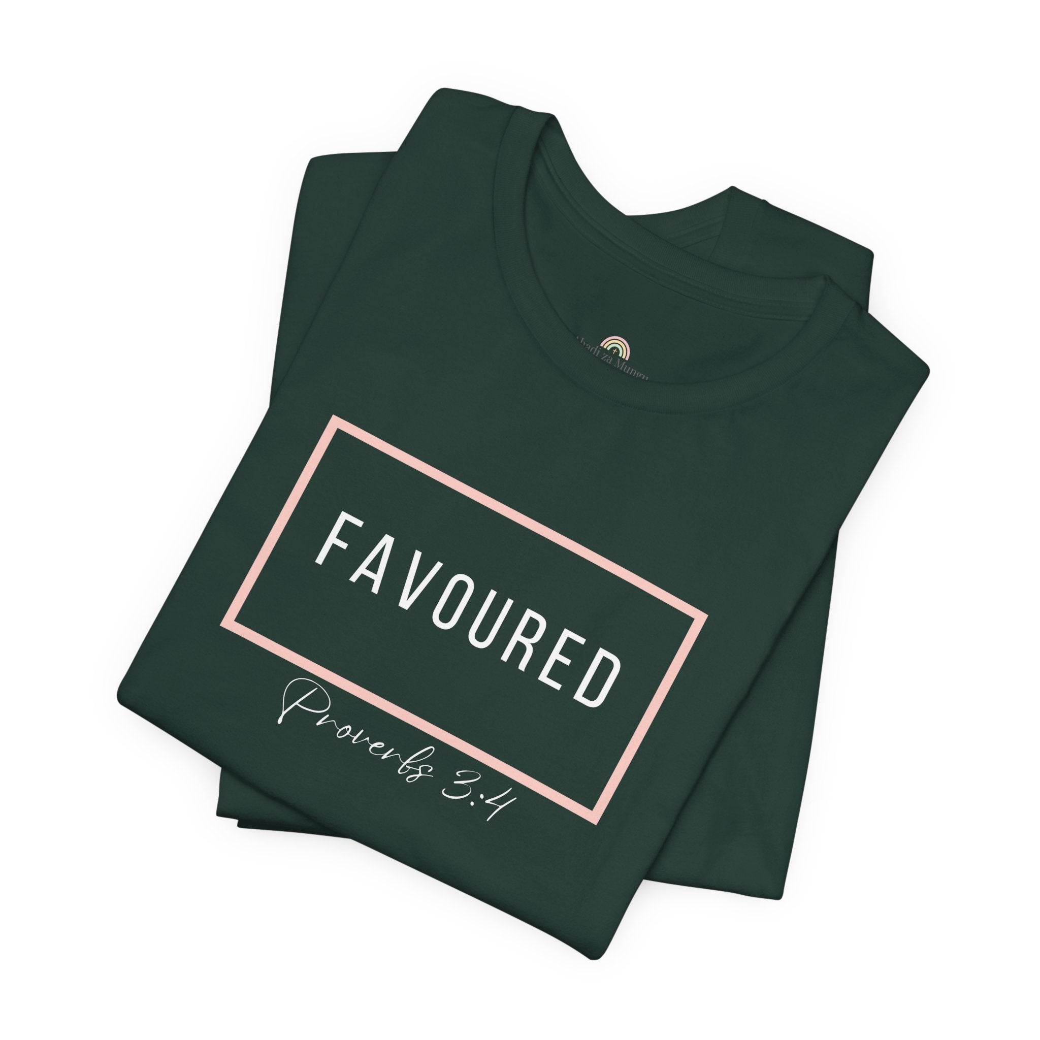 Favoured Christian T-Shirt – Proverbs 3:4 Scripture Tee | Faith-Based Unisex Shirt