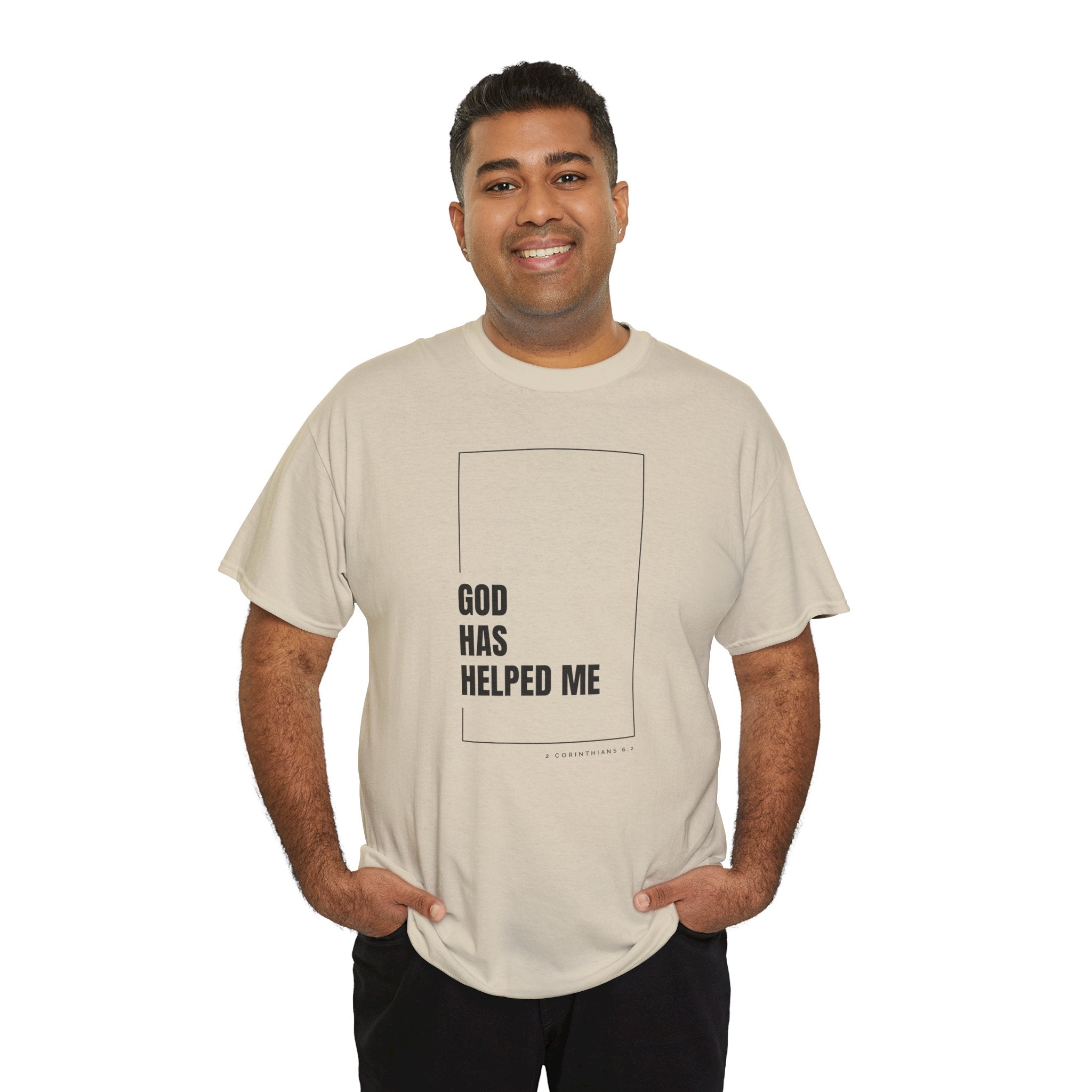 God Has Helped Me Christian T-Shirt – 2 Corinthians 6:2 Faith Tee | Unisex Heavy Cotton Shirt