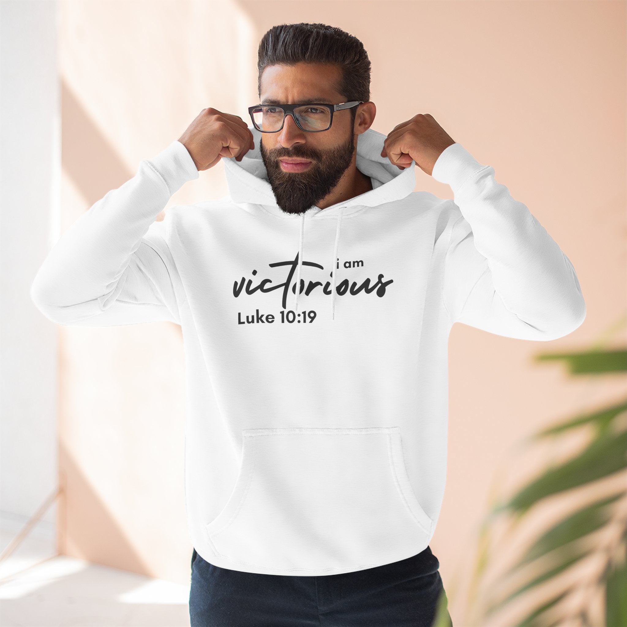 I Am Victorious Hoodie — Luke 10:19 Christian Scripture Fleece Pullover