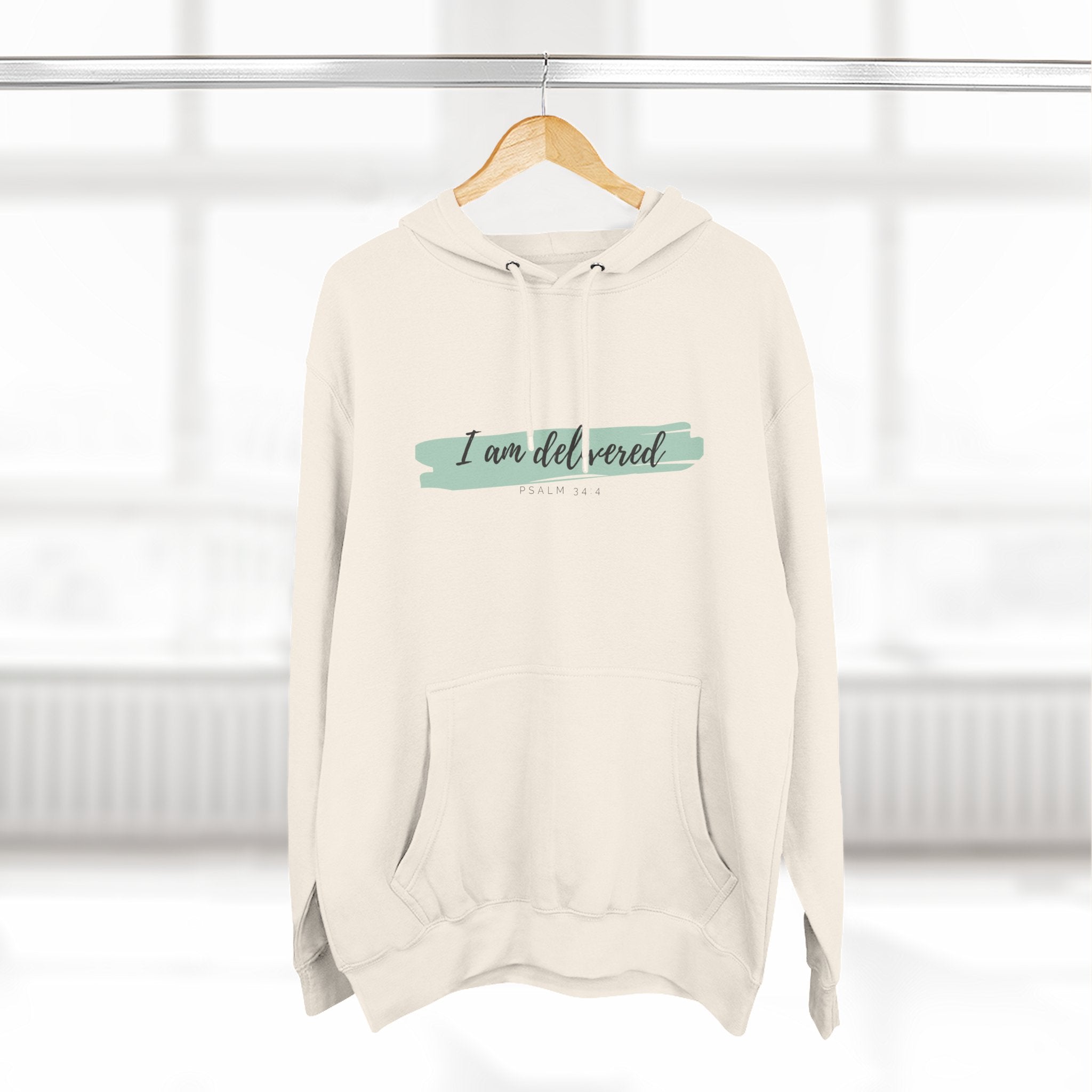 I Am Delivered Christian Hoodie — Psalm 34:4 Faith Hoodie | Inspirational Scripture Pullover | Unisex Christian Apparel