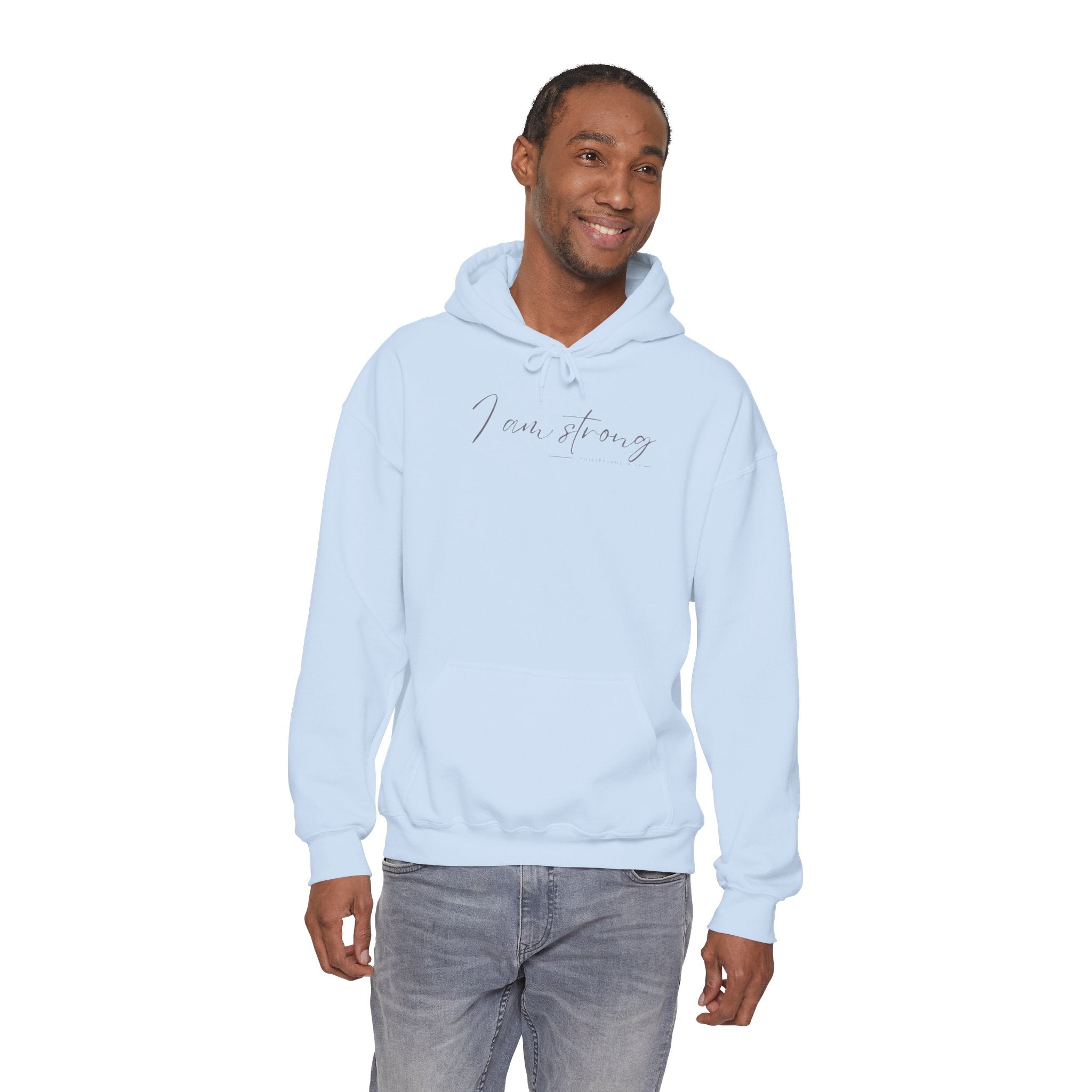 I Am Strong Hoodie – Philippians 4:13 Christian Unisex Faith Sweatshirt