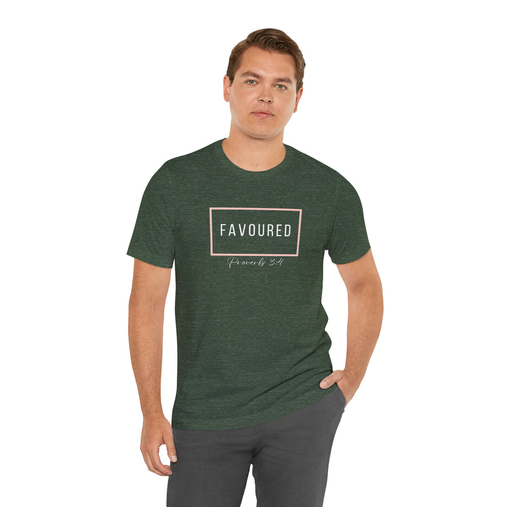 Favoured Christian T-Shirt – Proverbs 3:4 Scripture Tee | Faith-Based Unisex Shirt