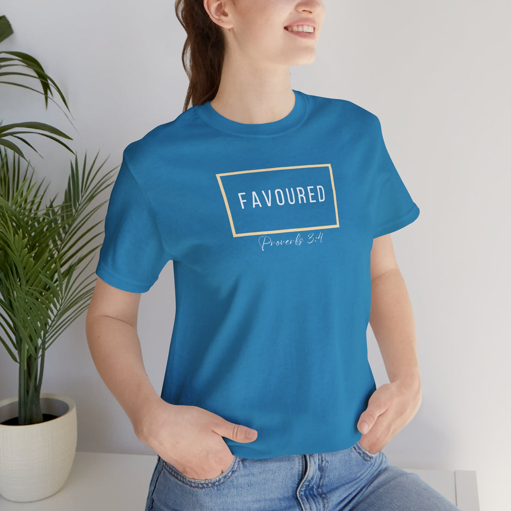 Favoured Christian T-Shirt – Proverbs 3:4 Scripture Tee | Faith-Based Unisex Shirt