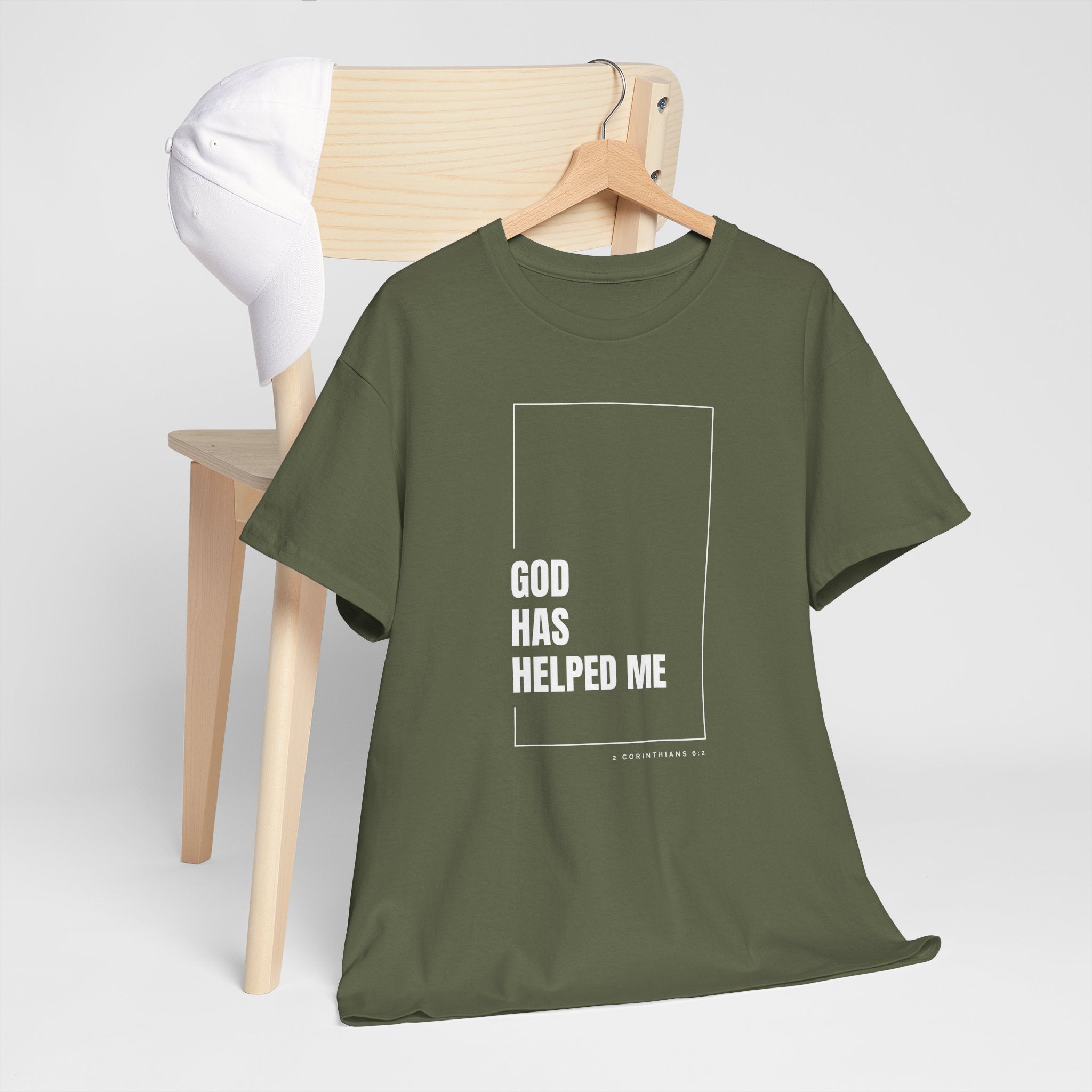 God Has Helped Me Christian T-Shirt – 2 Corinthians 6:2 Faith Tee | Unisex Heavy Cotton Shirt