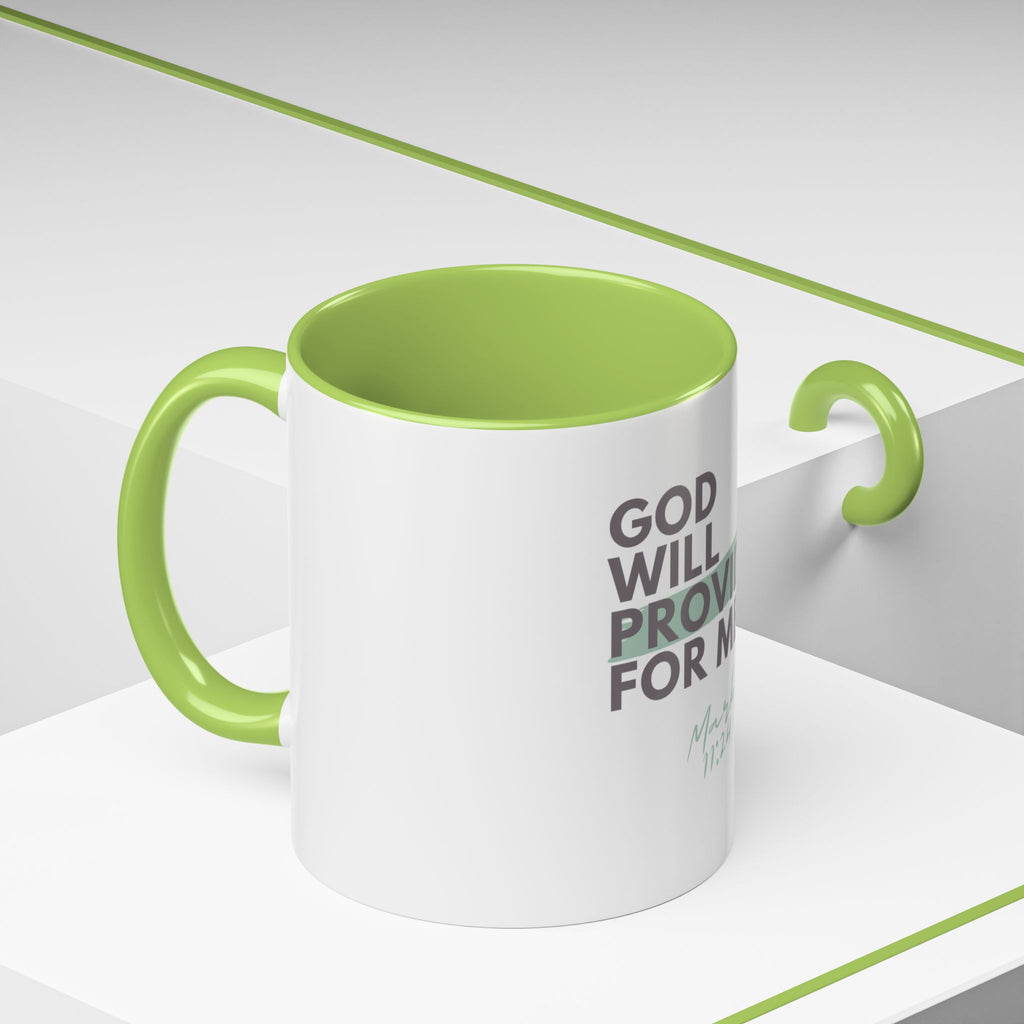 God Will Provide for Me Accent Coffee Mug — Mark 11:24 Christian Scripture Mug (11oz)