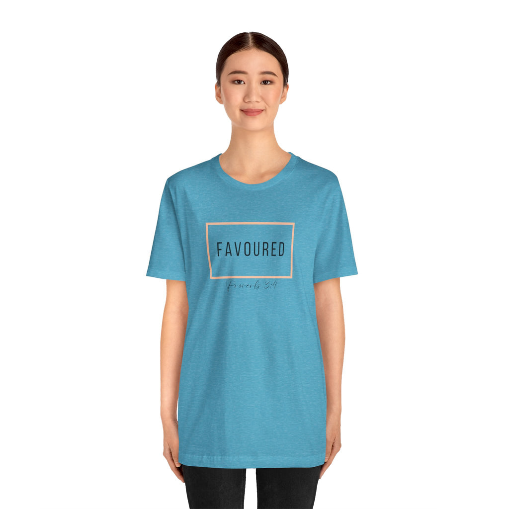 Favoured Christian T-Shirt – Proverbs 3:4 Scripture Tee | Faith-Based Unisex Shirt