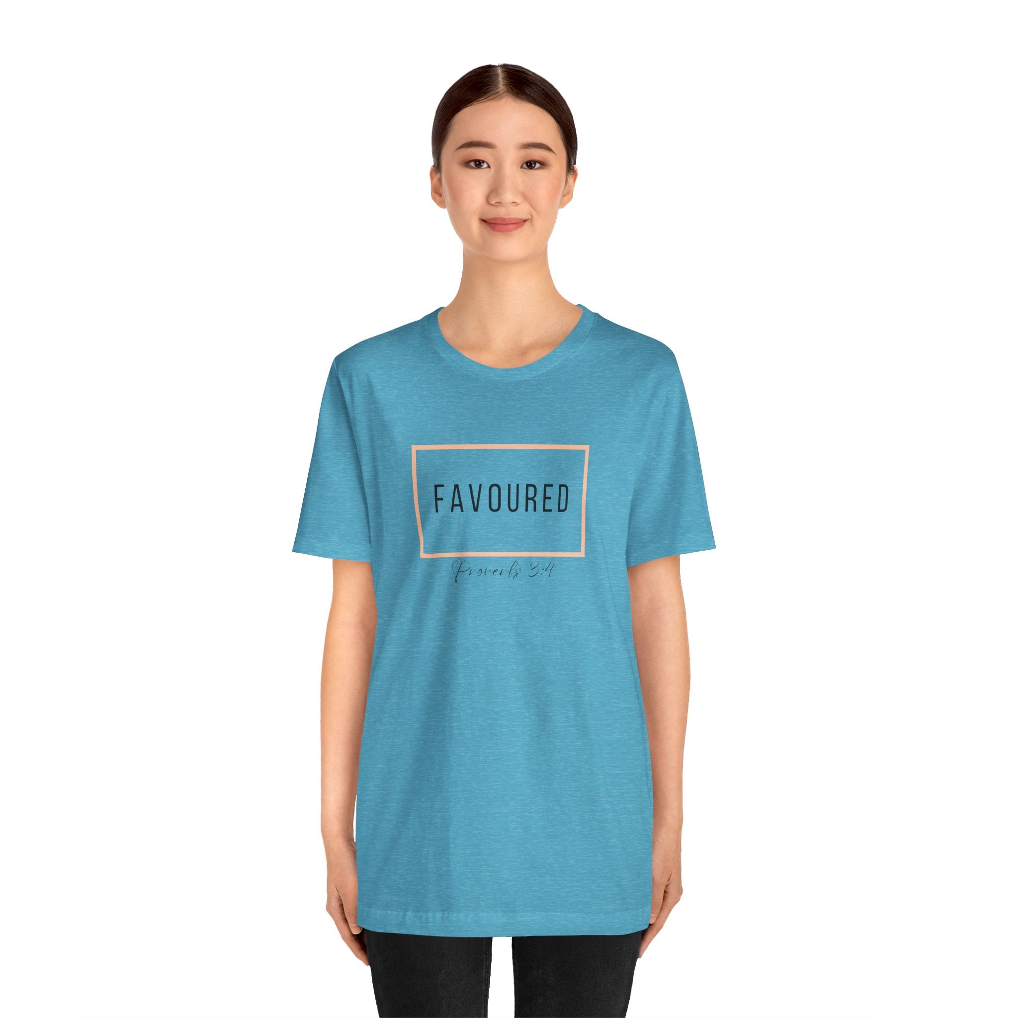 Favoured Christian T-Shirt – Proverbs 3:4 Scripture Tee | Faith-Based Unisex Shirt