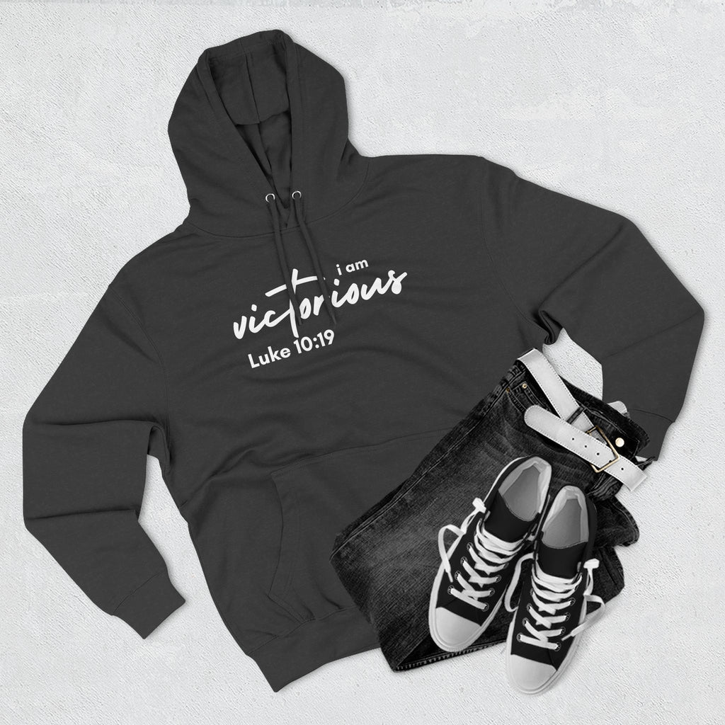 I Am Victorious Hoodie — Luke 10:19 Christian Scripture Fleece Pullover