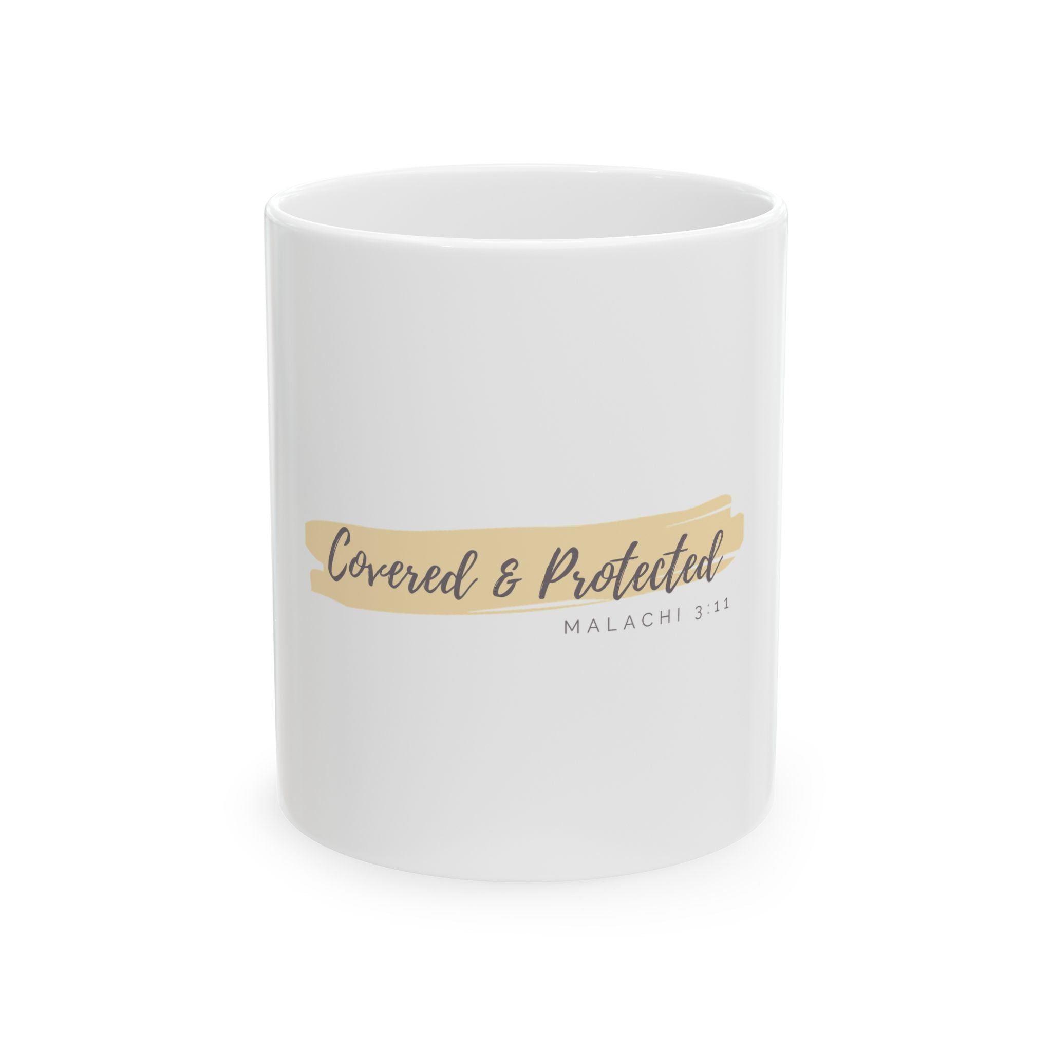 “Covered & Protected” Christian Ceramic Mug – Malachi 3:11 Scripture Coffee Cup (11oz & 15oz)