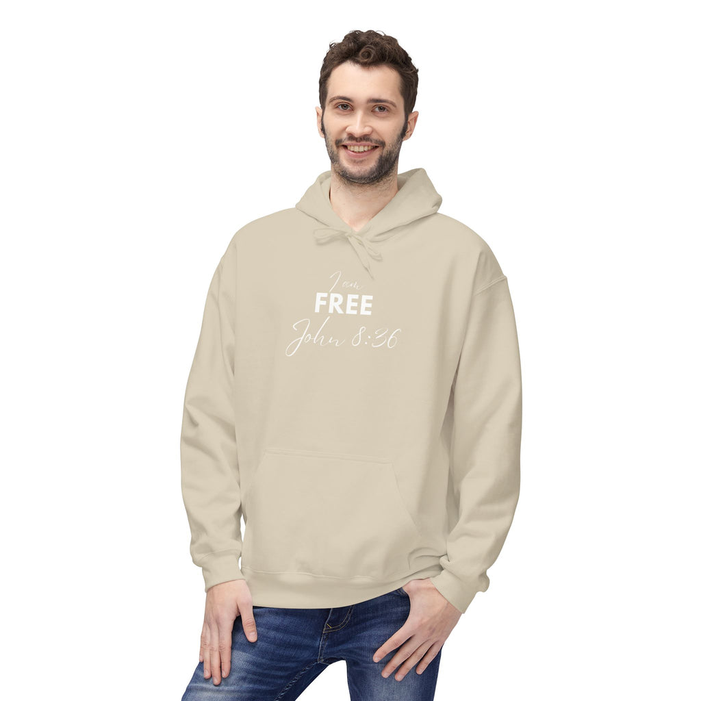 I Am Free Hoodie – John 8:36 Christian Scripture Hoodie | Faith-Based Inspirational Pullover