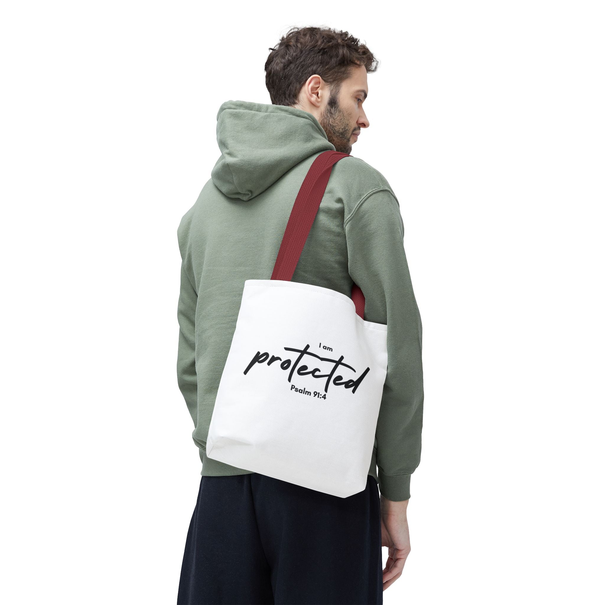 I Am Protected Tote Bag — Psalm 91:4 Christian Scripture Canvas Tote | Faith-Based Carryall