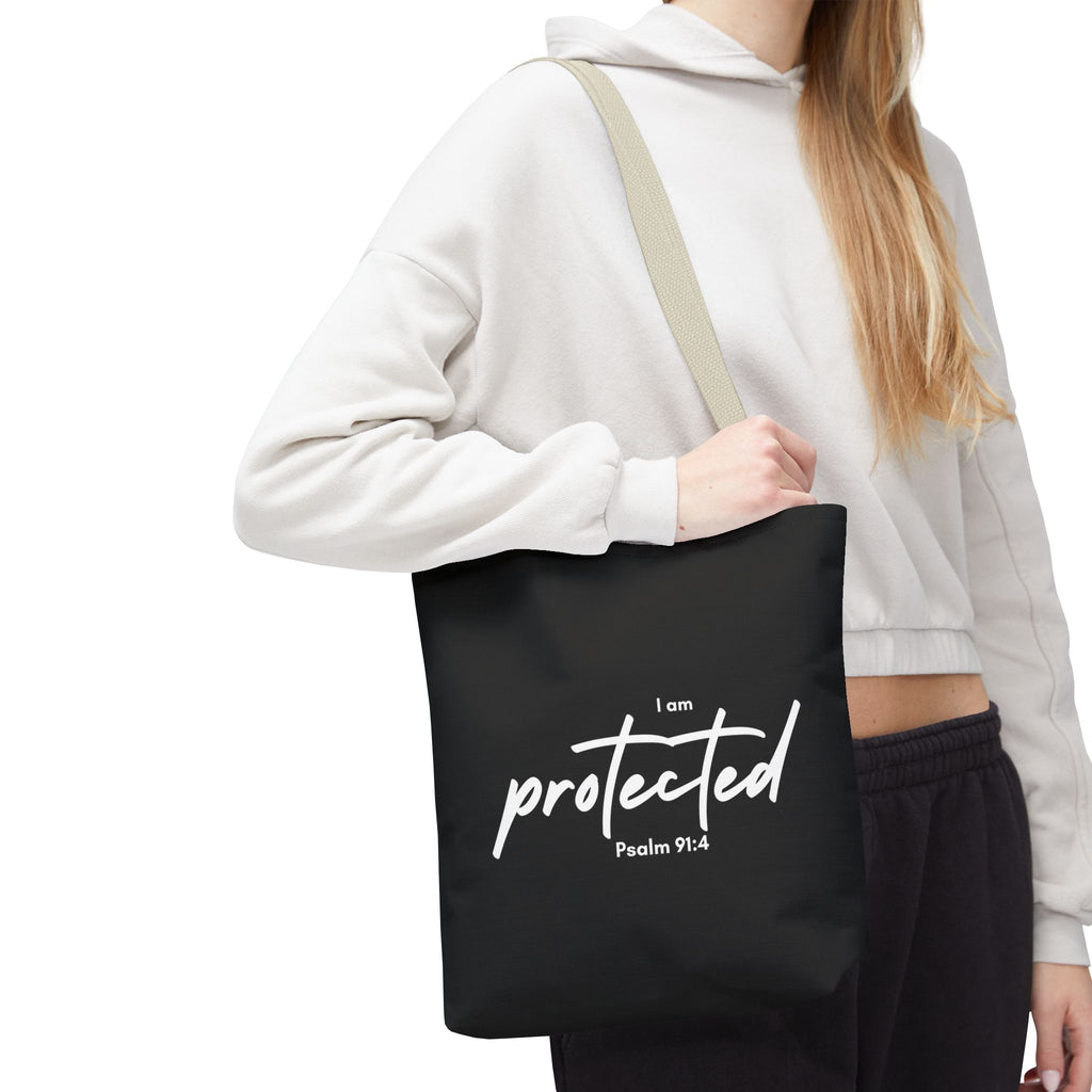 I Am Protected Tote Bag — Psalm 91:4 Christian Scripture Canvas Tote | Faith-Based Carryall