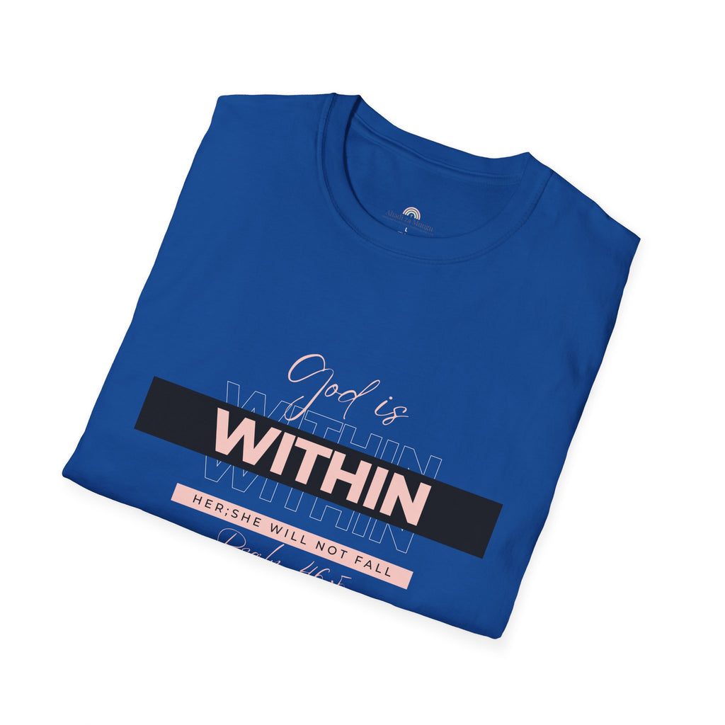 Christian T-Shirt – God Is Within Her (Psalm 46:5) – Inspirational Bible Verse Tee, Faith Apparel for Women
