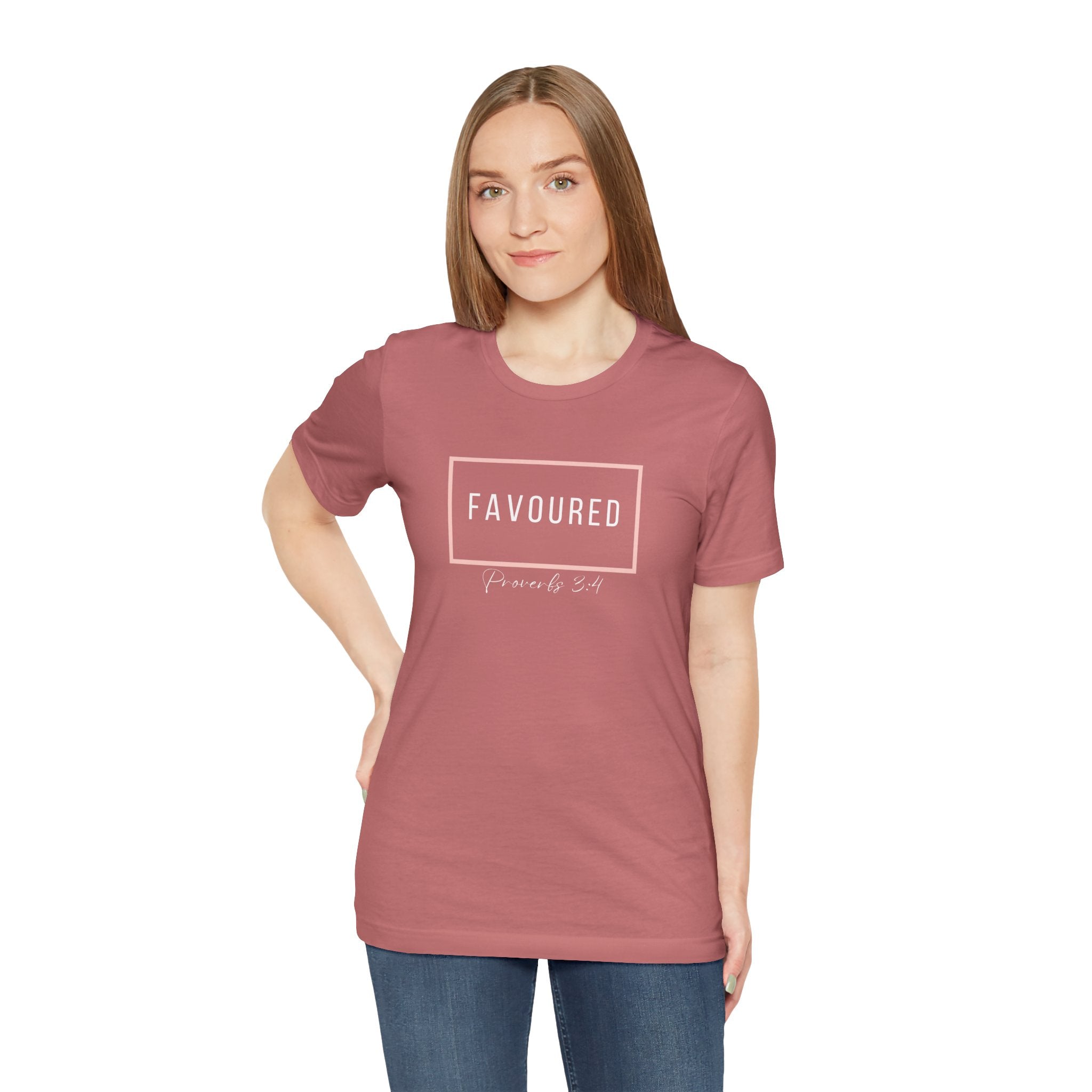 Favoured Christian T-Shirt – Proverbs 3:4 Scripture Tee | Faith-Based Unisex Shirt