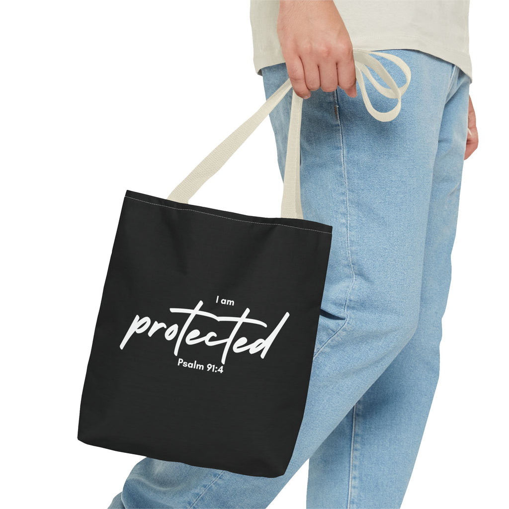 I Am Protected Tote Bag — Psalm 91:4 Christian Scripture Canvas Tote | Faith-Based Carryall