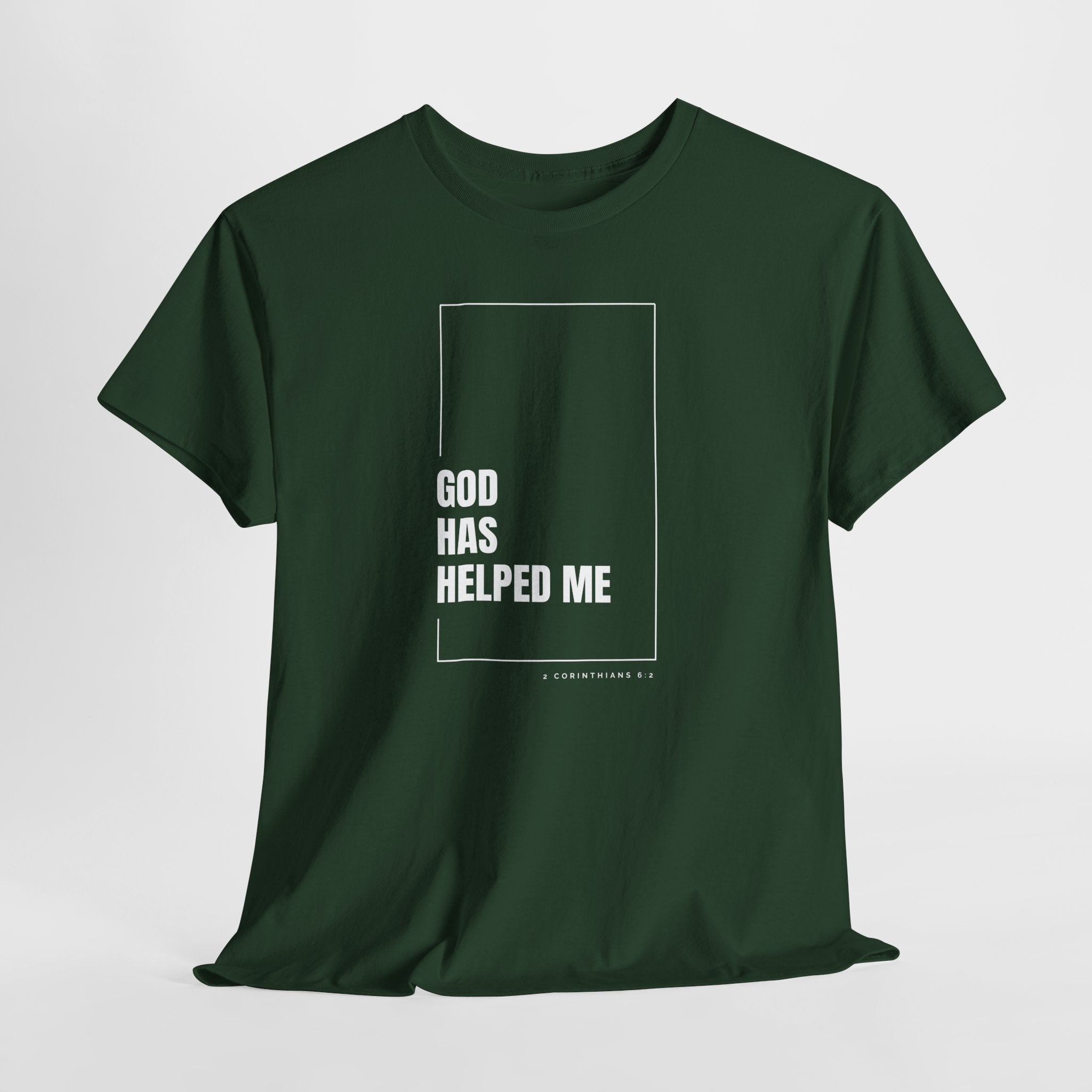 God Has Helped Me Christian T-Shirt – 2 Corinthians 6:2 Faith Tee | Unisex Heavy Cotton Shirt
