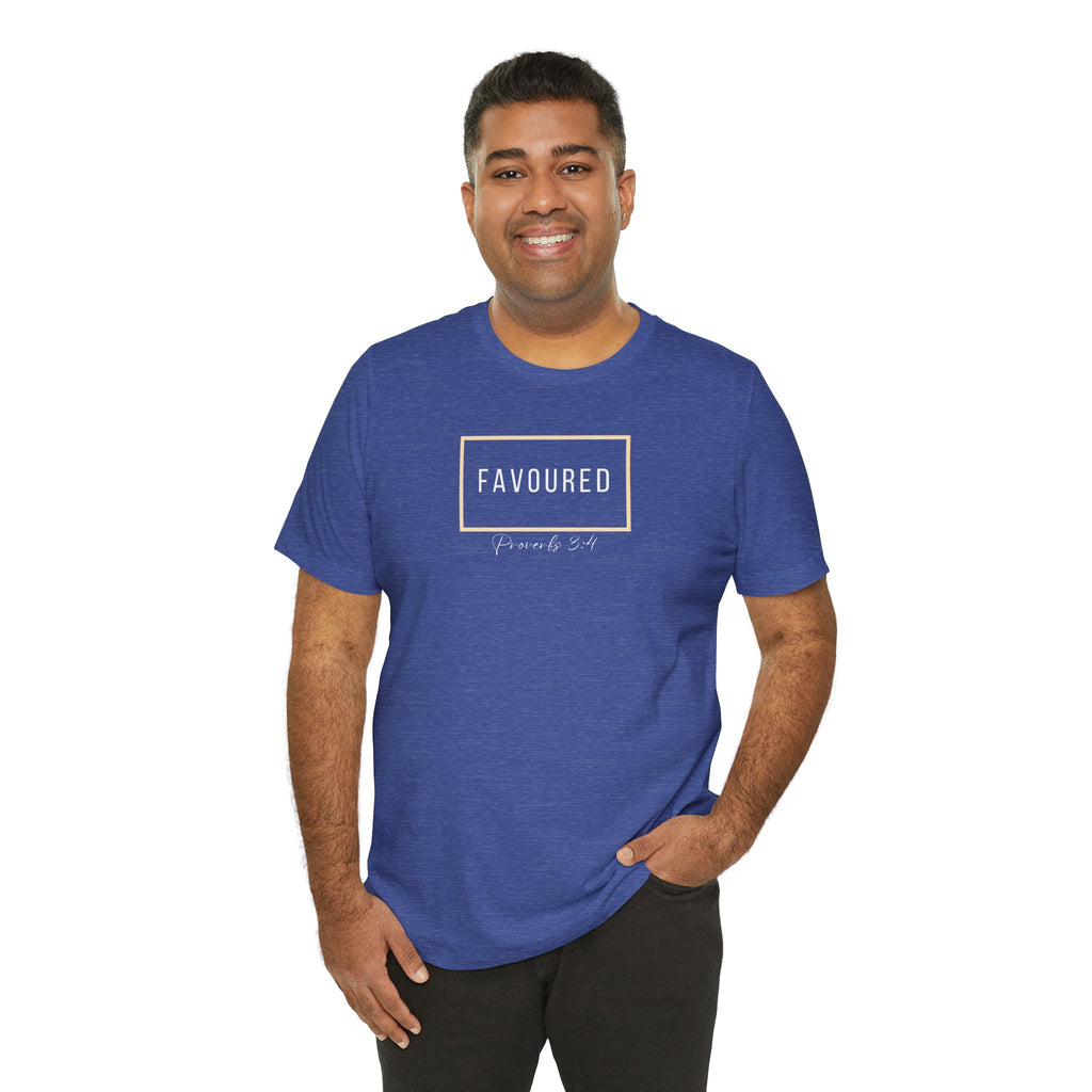 Favoured Christian T-Shirt – Proverbs 3:4 Scripture Tee | Faith-Based Unisex Shirt