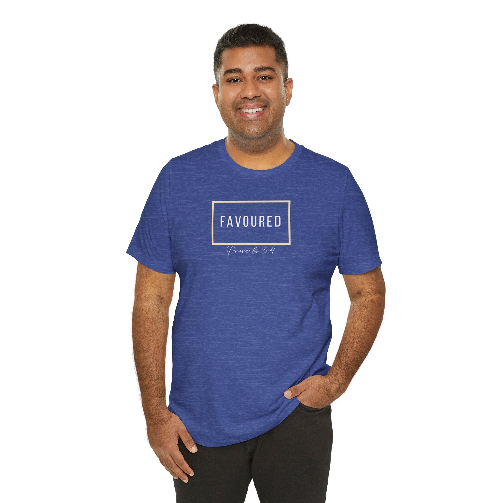 Favoured Christian T-Shirt – Proverbs 3:4 Scripture Tee | Faith-Based Unisex Shirt