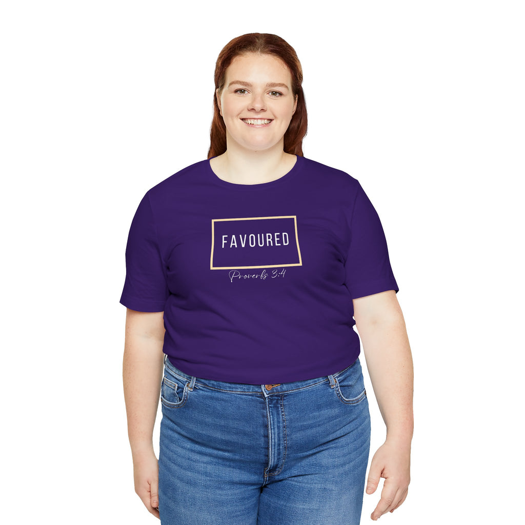 Favoured Christian T-Shirt – Proverbs 3:4 Scripture Tee | Faith-Based Unisex Shirt