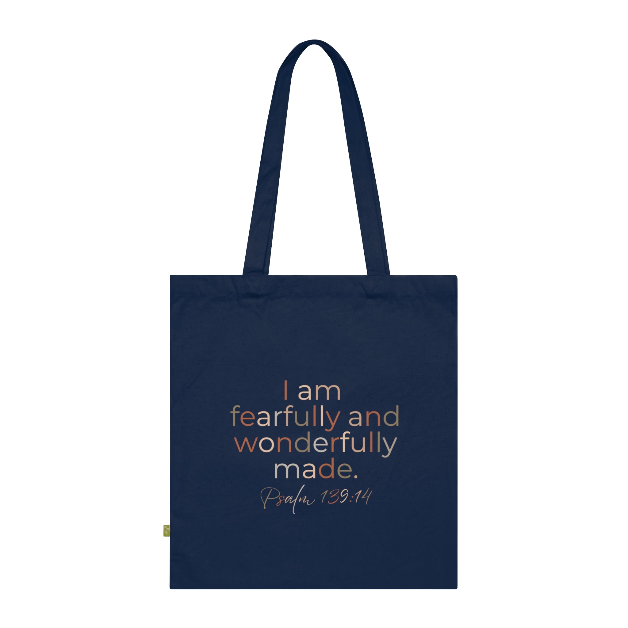 Fearfully & Wonderfully Made Organic Cotton Tote — Psalm 139:14 Scripture Bag | Christian Eco-Friendly Canvas Tote