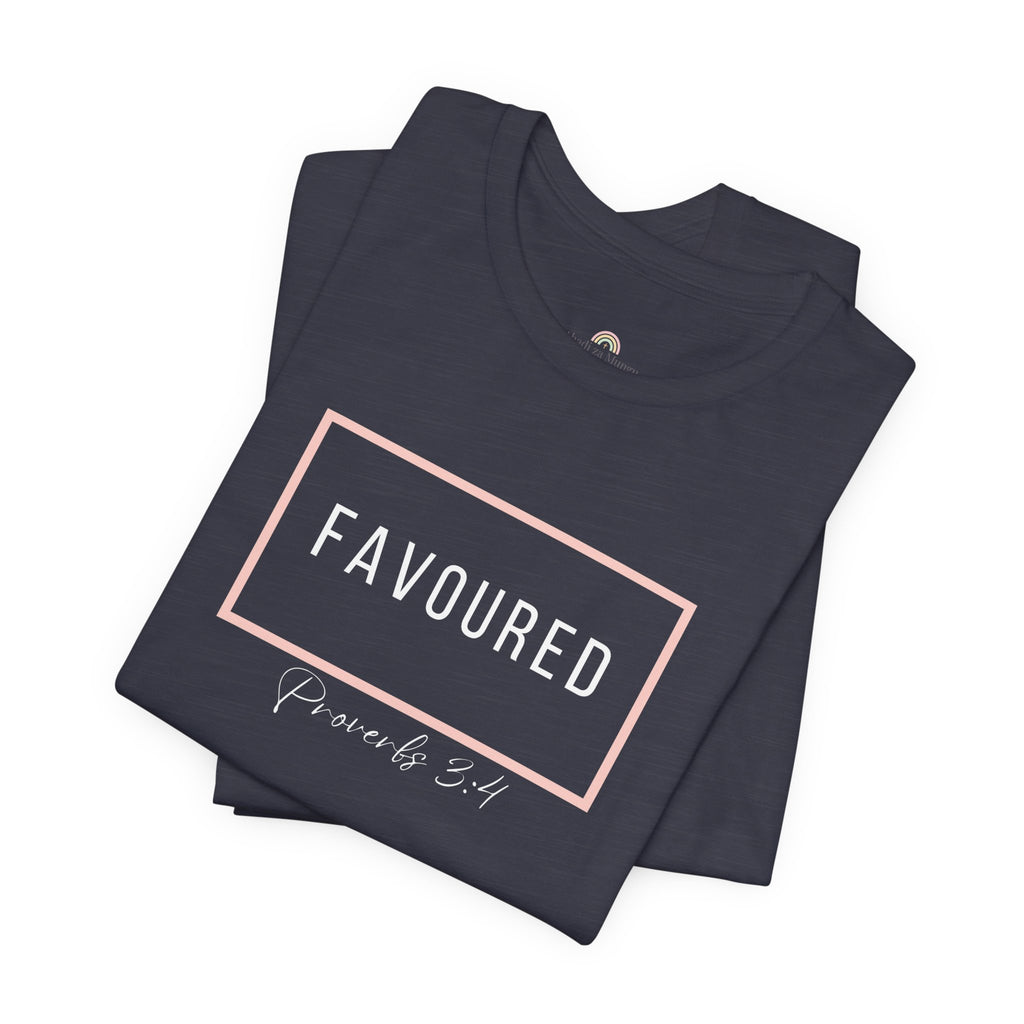 Favoured Christian T-Shirt – Proverbs 3:4 Scripture Tee | Faith-Based Unisex Shirt