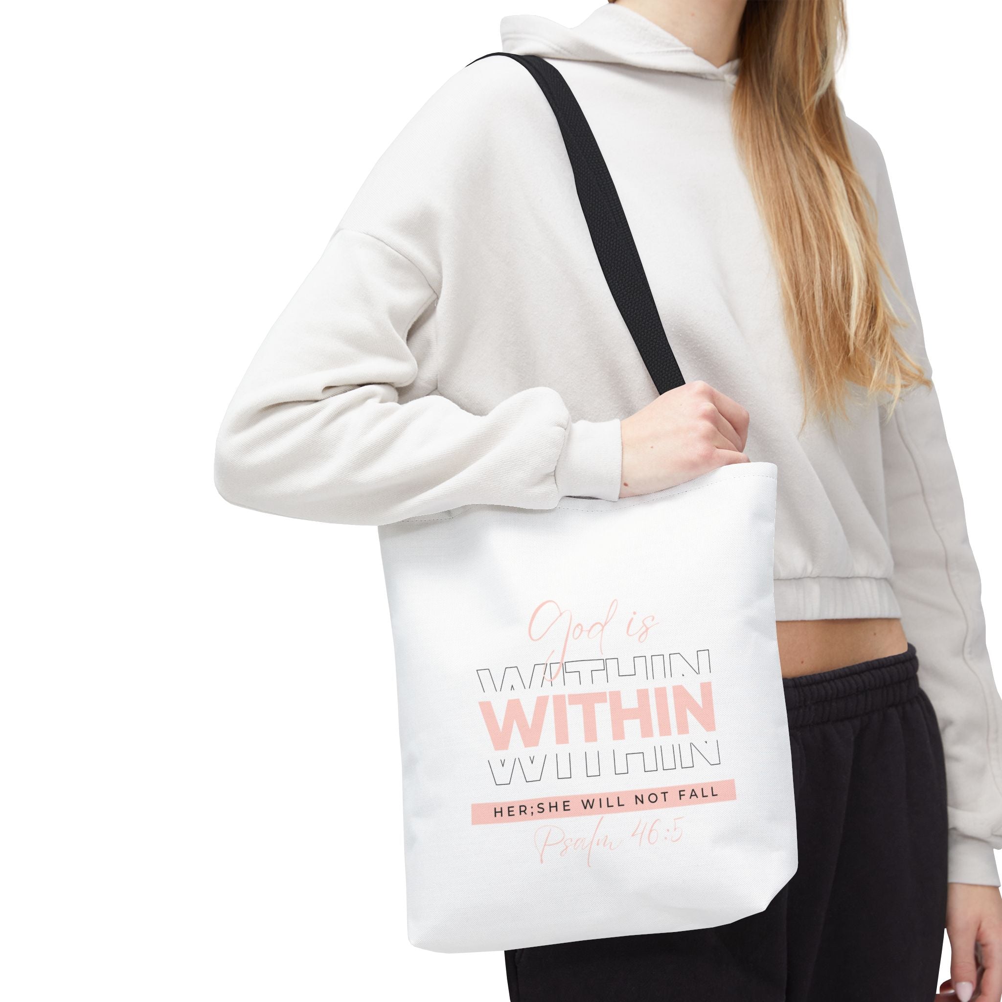 God Is Within Her Tote Bag – Psalm 46:5 Christian Scripture Tote for Women