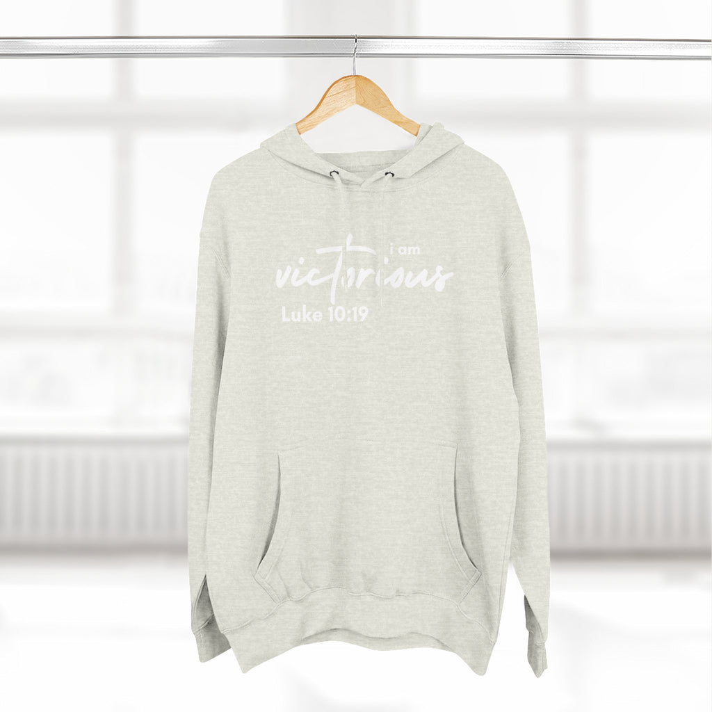 I Am Victorious Hoodie — Luke 10:19 Christian Scripture Fleece Pullover