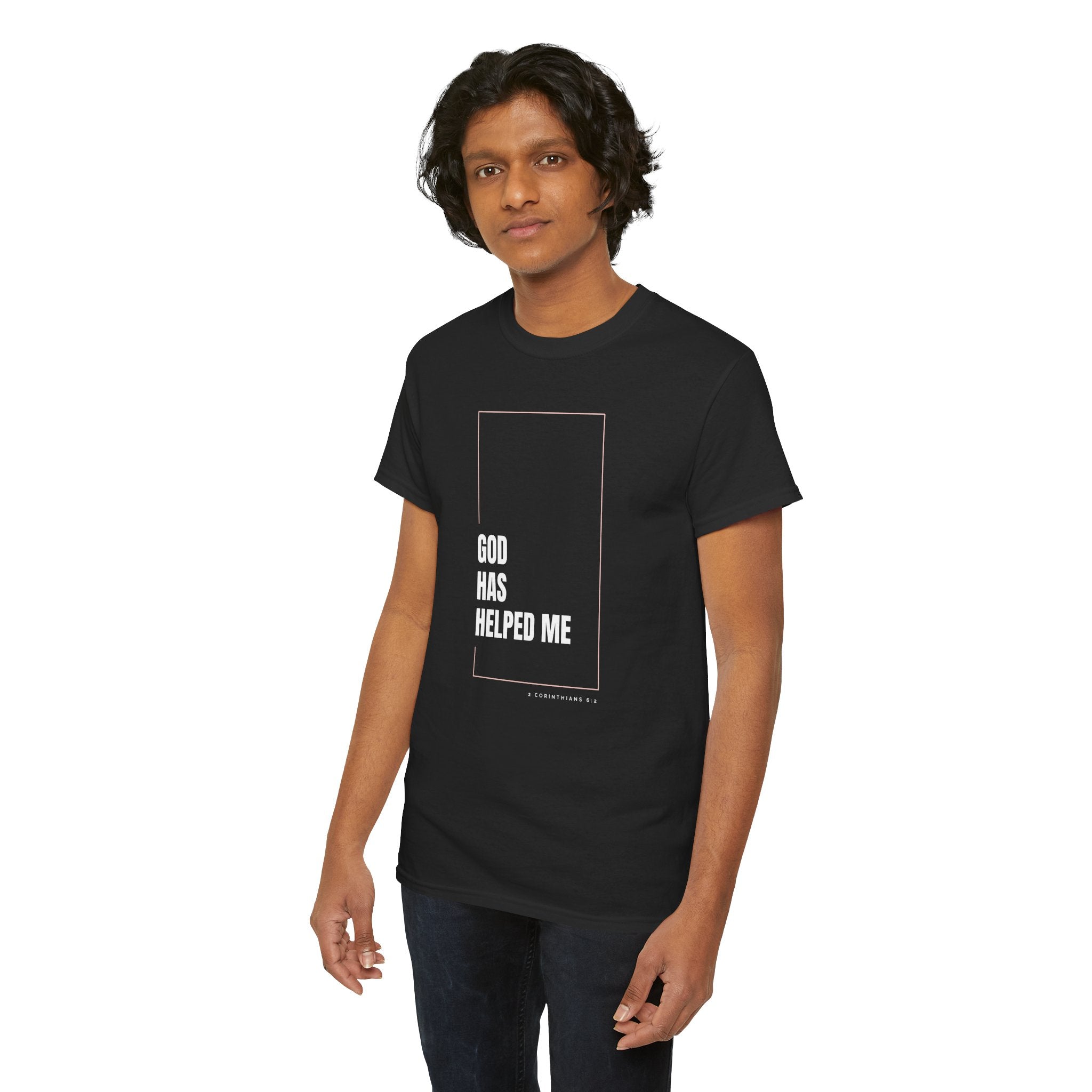 God Has Helped Me Christian T-Shirt – 2 Corinthians 6:2 Faith Tee | Unisex Heavy Cotton Shirt