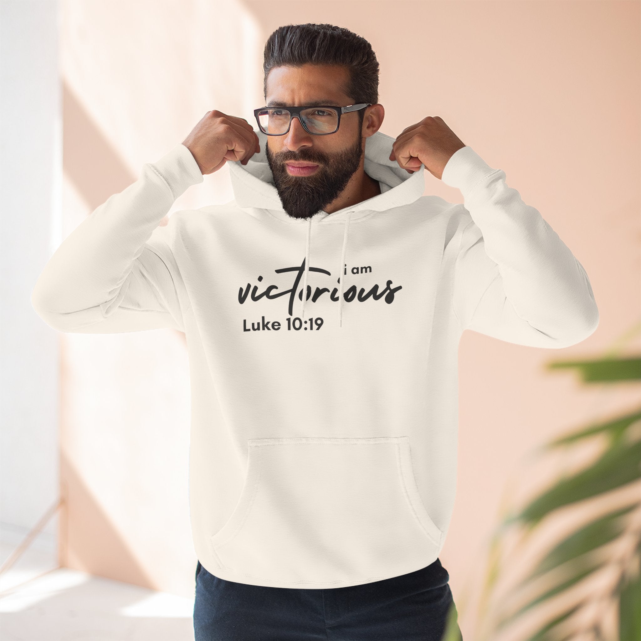 I Am Victorious Hoodie — Luke 10:19 Christian Scripture Fleece Pullover