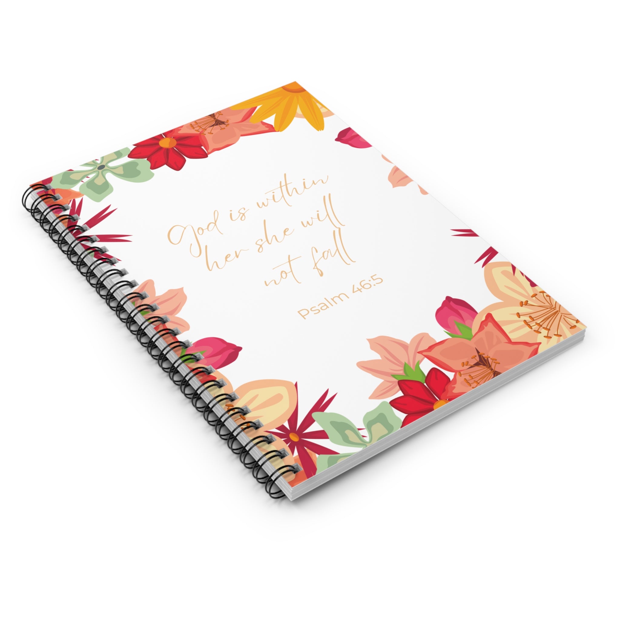 God Is Within Her Spiral Notebook — Psalm 46:5 Christian Journal for Women | Faith-Based Prayer & Bible Study Notebook