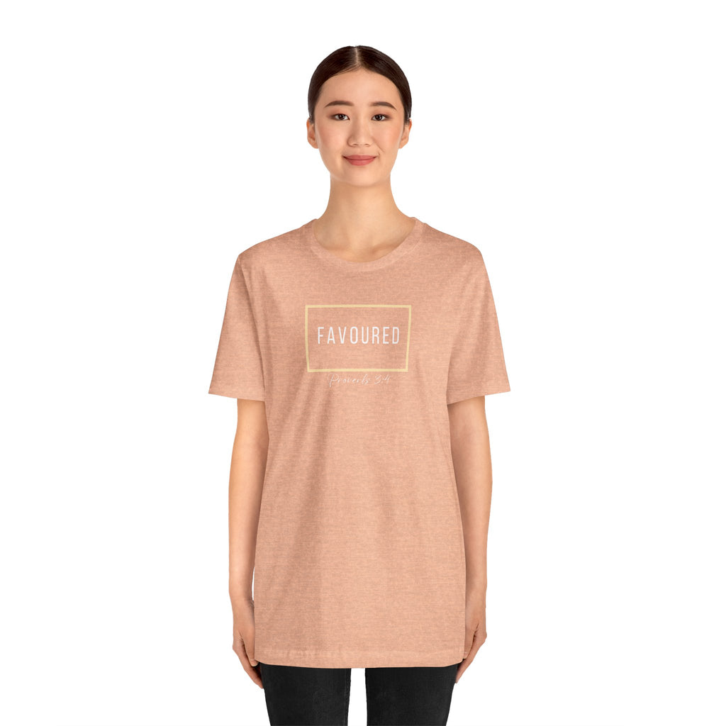 Favoured Christian T-Shirt – Proverbs 3:4 Scripture Tee | Faith-Based Unisex Shirt