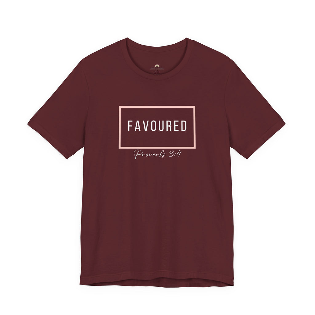 Favoured Christian T-Shirt – Proverbs 3:4 Scripture Tee | Faith-Based Unisex Shirt
