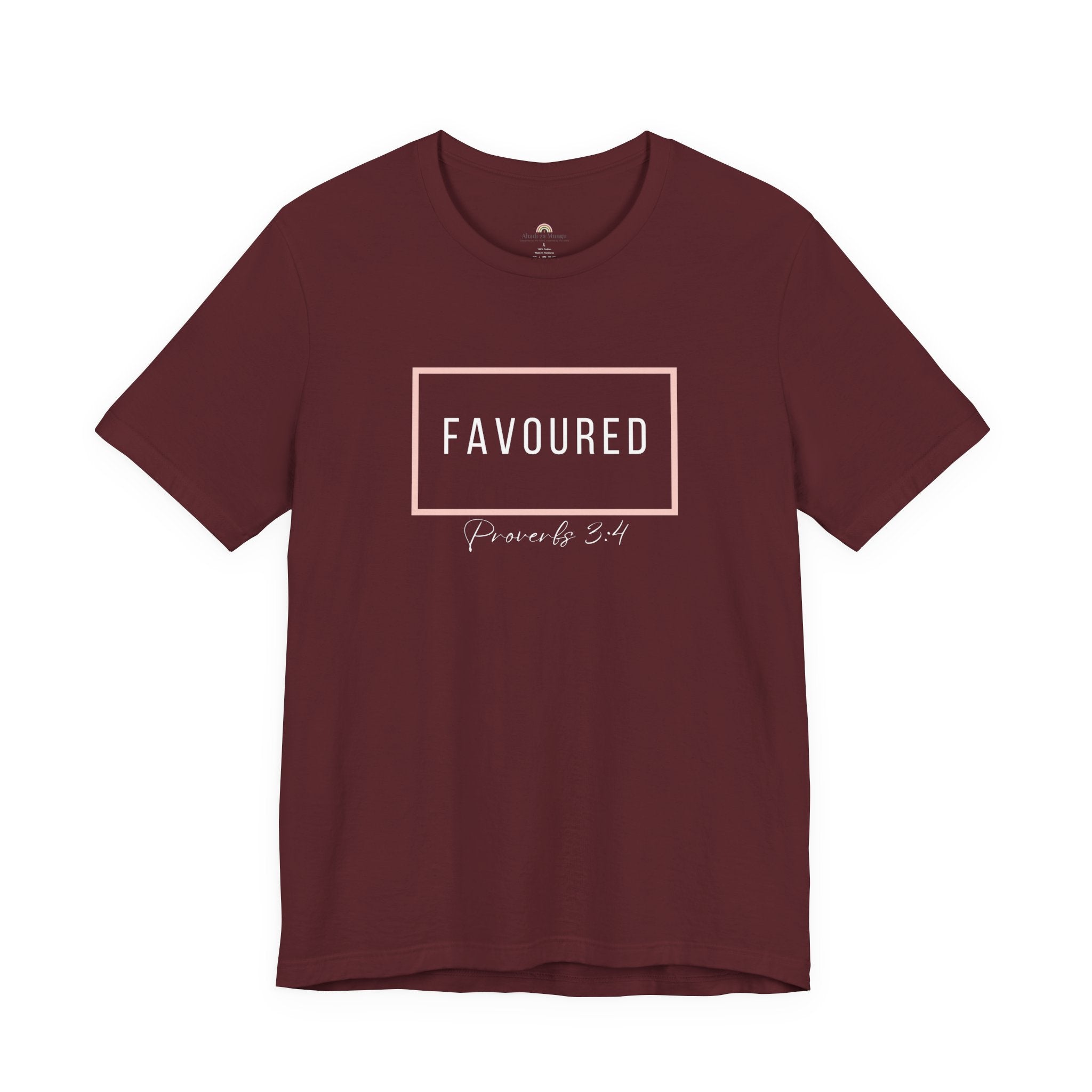 Favoured Christian T-Shirt – Proverbs 3:4 Scripture Tee | Faith-Based Unisex Shirt