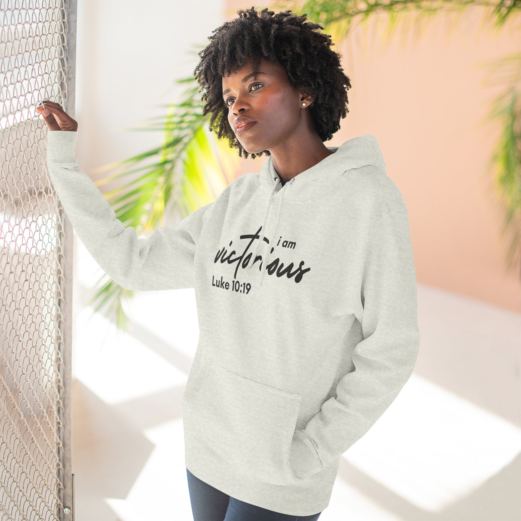 I Am Victorious Hoodie — Luke 10:19 Christian Scripture Fleece Pullover