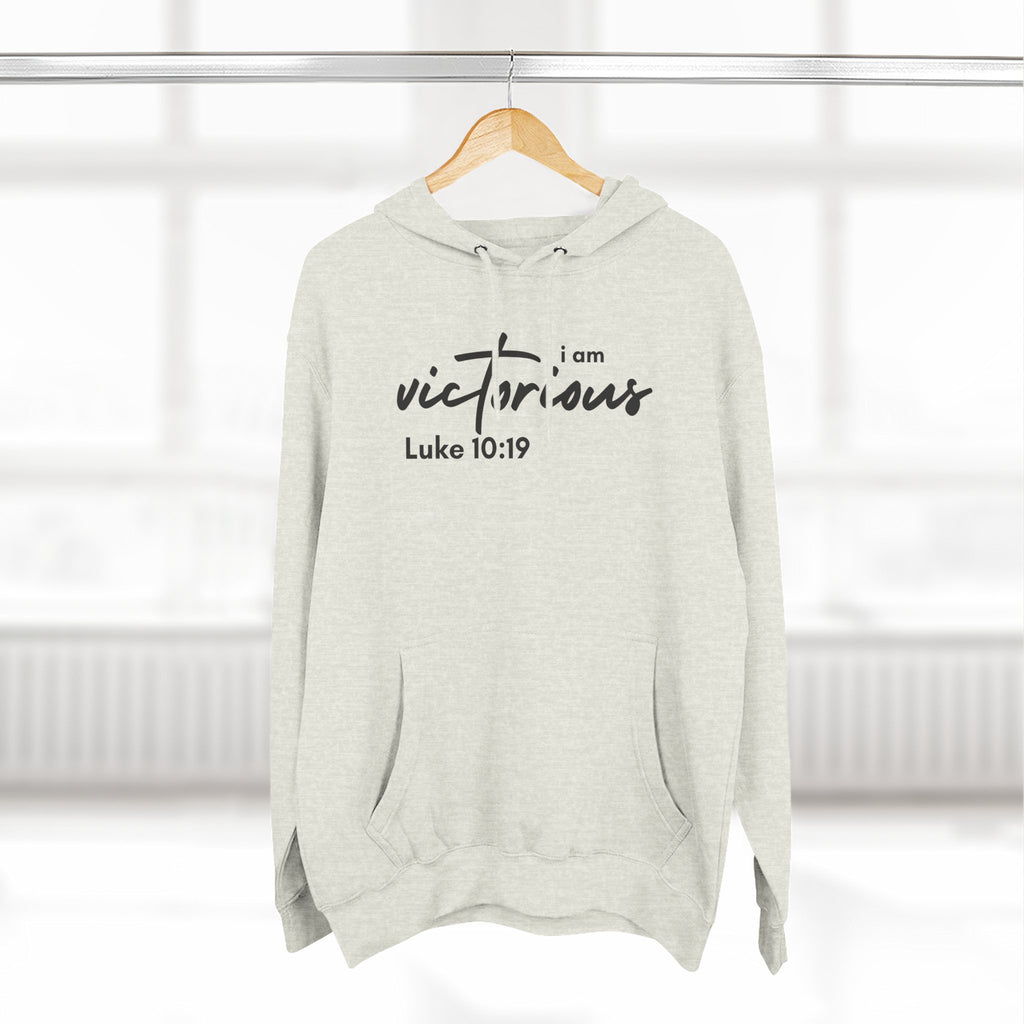 I Am Victorious Hoodie — Luke 10:19 Christian Scripture Fleece Pullover