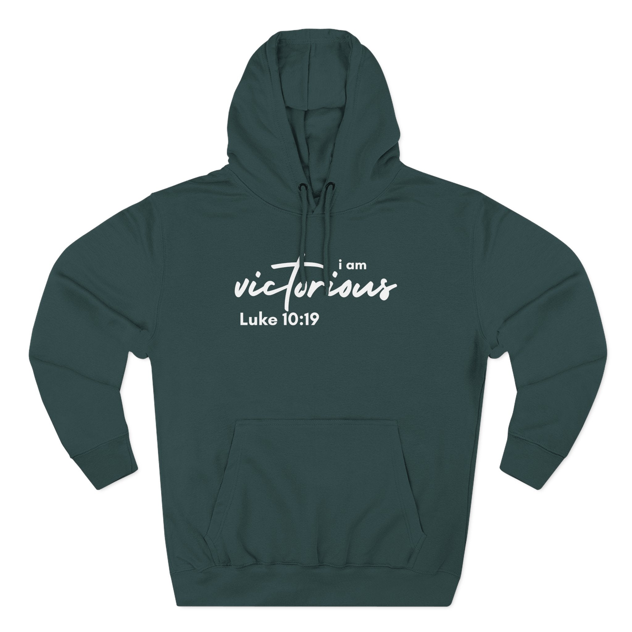 I Am Victorious Hoodie — Luke 10:19 Christian Scripture Fleece Pullover