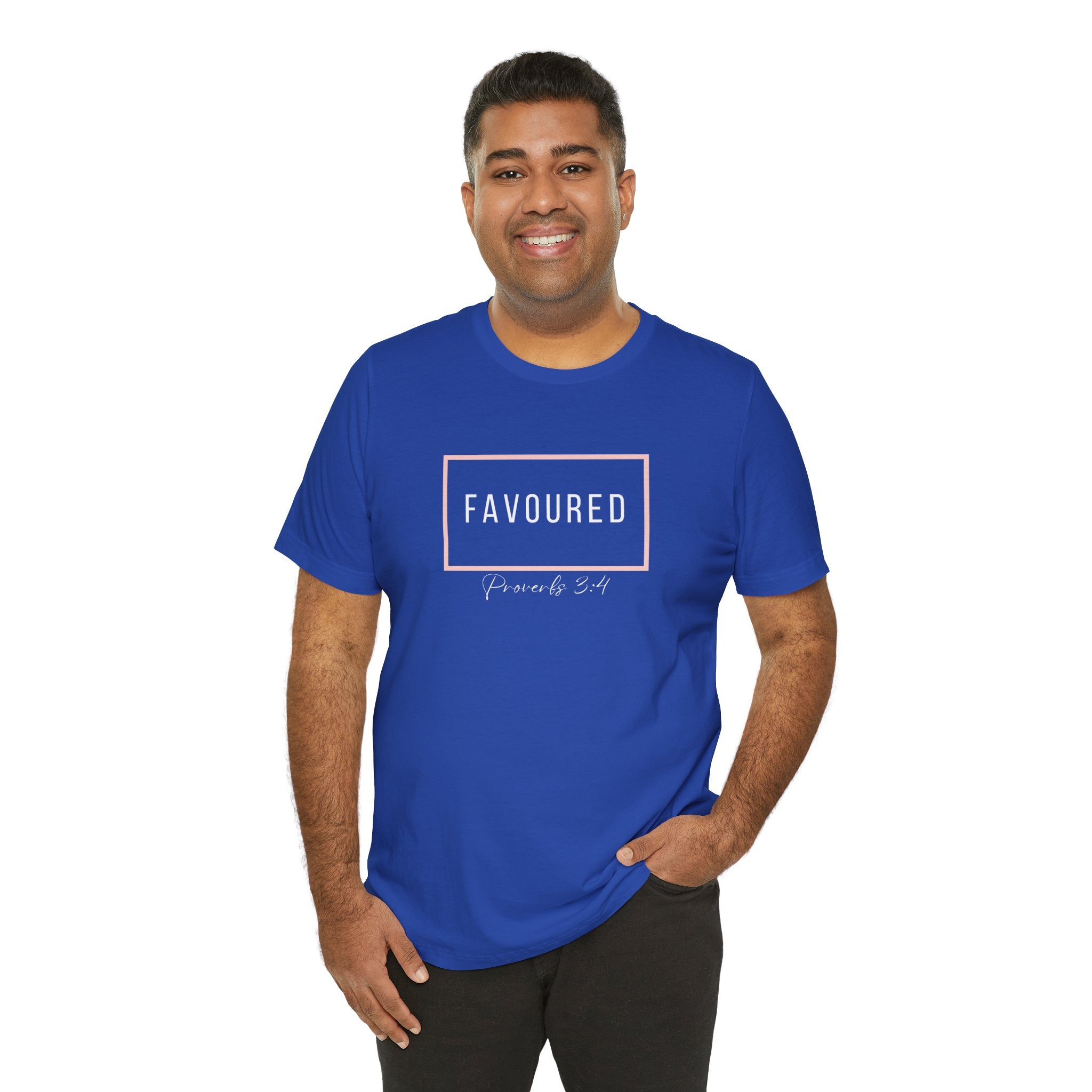 Favoured Christian T-Shirt – Proverbs 3:4 Scripture Tee | Faith-Based Unisex Shirt